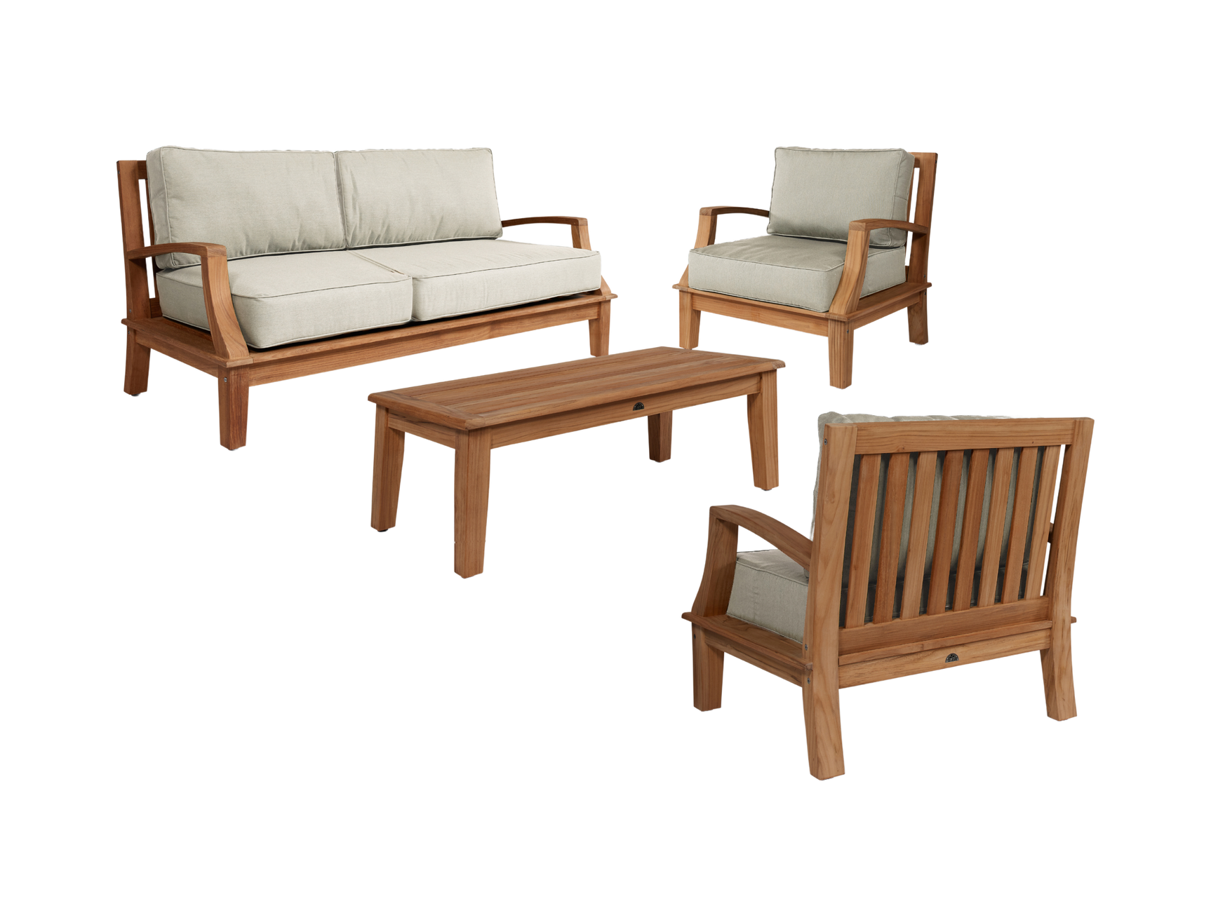 Grande Teak Canvas Outdoor Sofa with Sunbrella® Cushion - Ornate Home