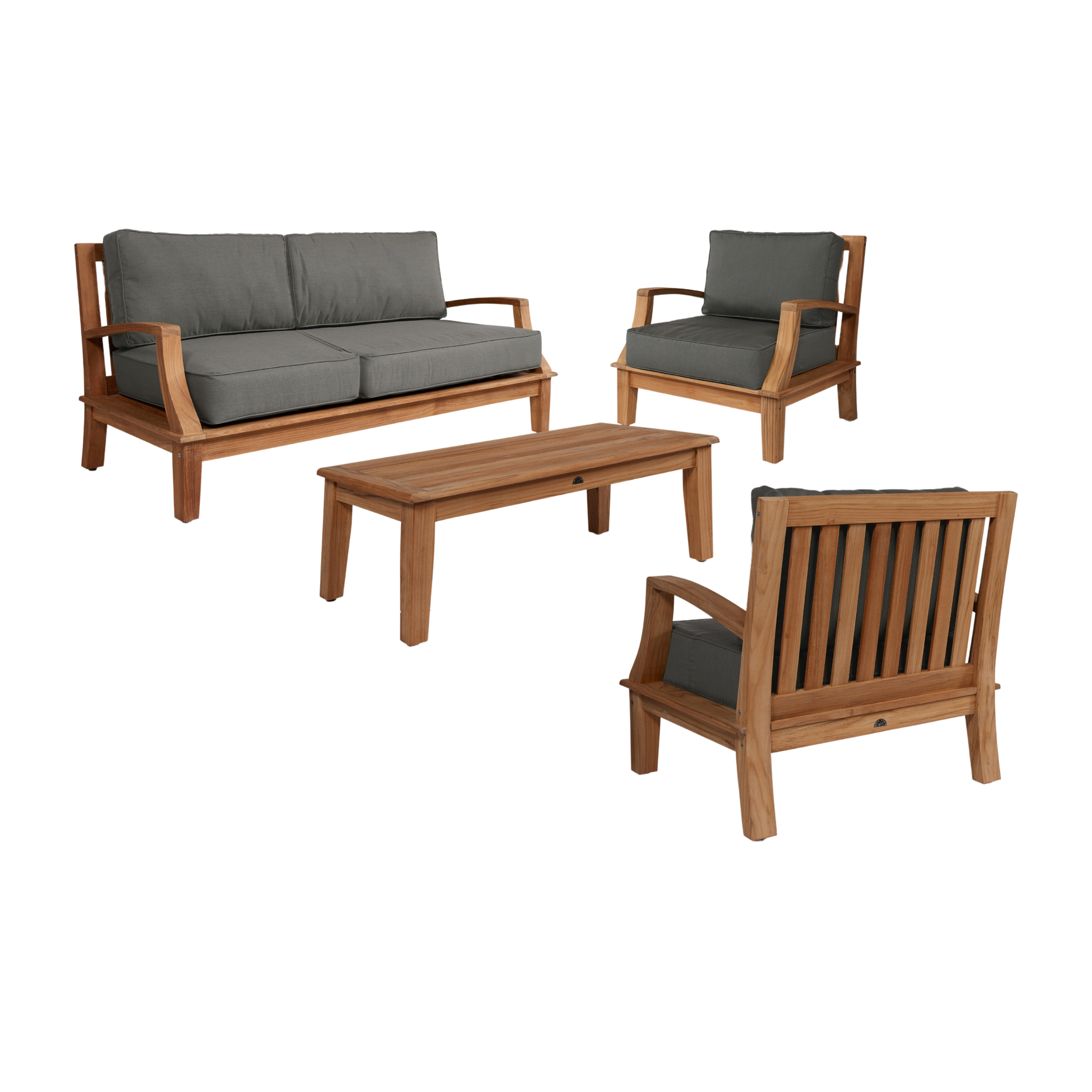 Grande Teak Charcoal Outdoor Club Chair with Sunbrella® Cushion - Ornate Home