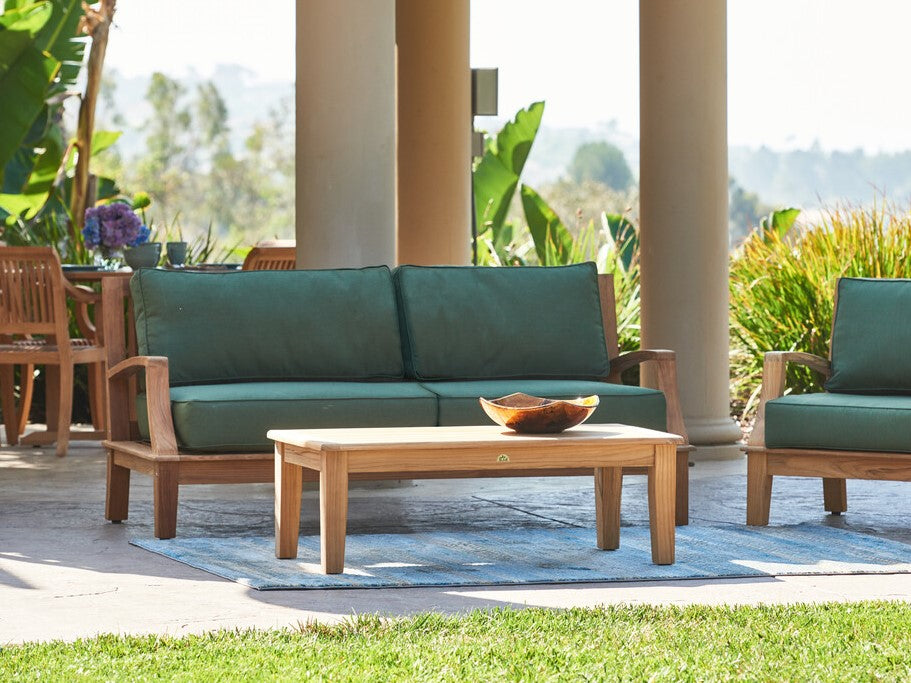 Grande Teak Fern Green Outdoor Sofa with Sunbrella® Cushion - Ornate Home