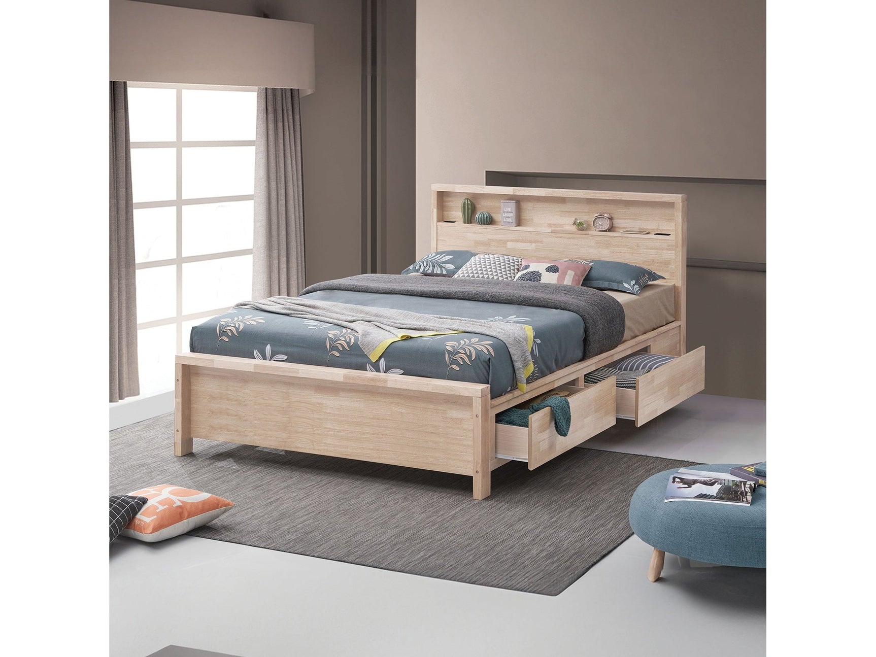 Grange Whitewash Queen Bed - Ornate Home