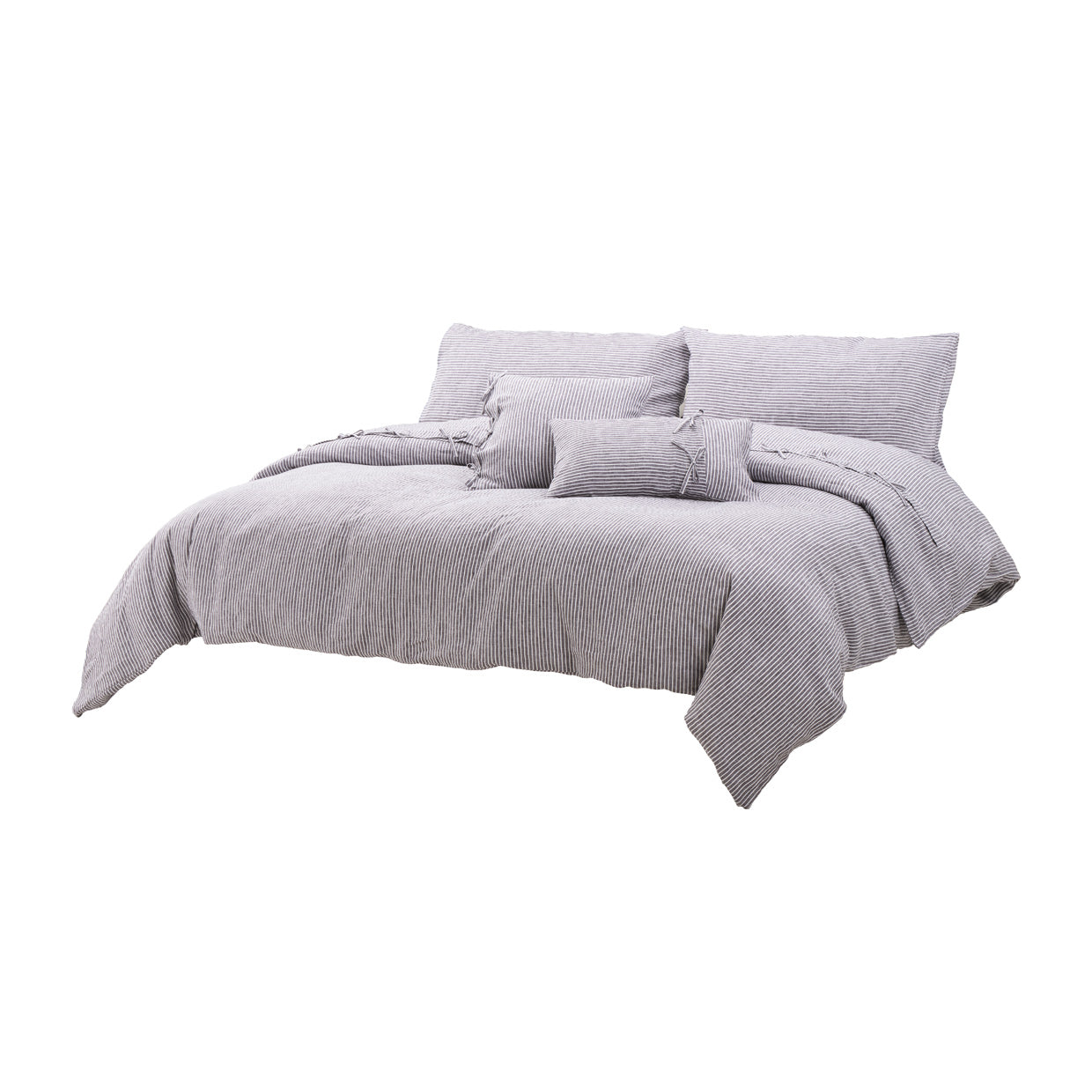 Grant Grey/White 5-Piece Duvet Set - Ornate Home