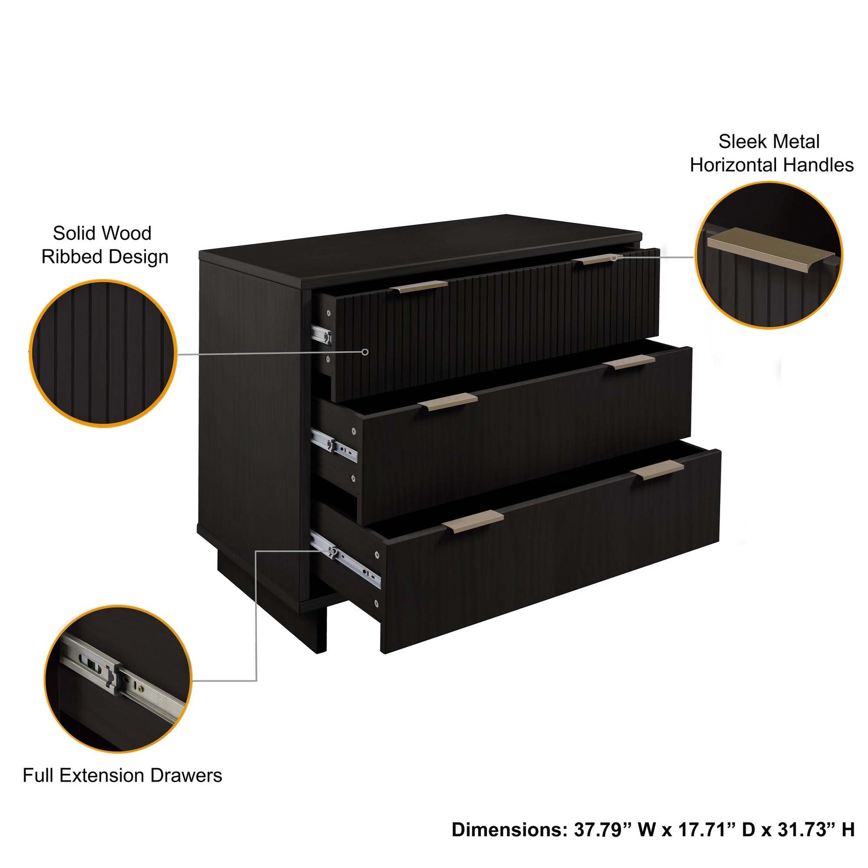 Granville 2-Piece Standard Dresser and Nightstand Set in Black - Ornate Home