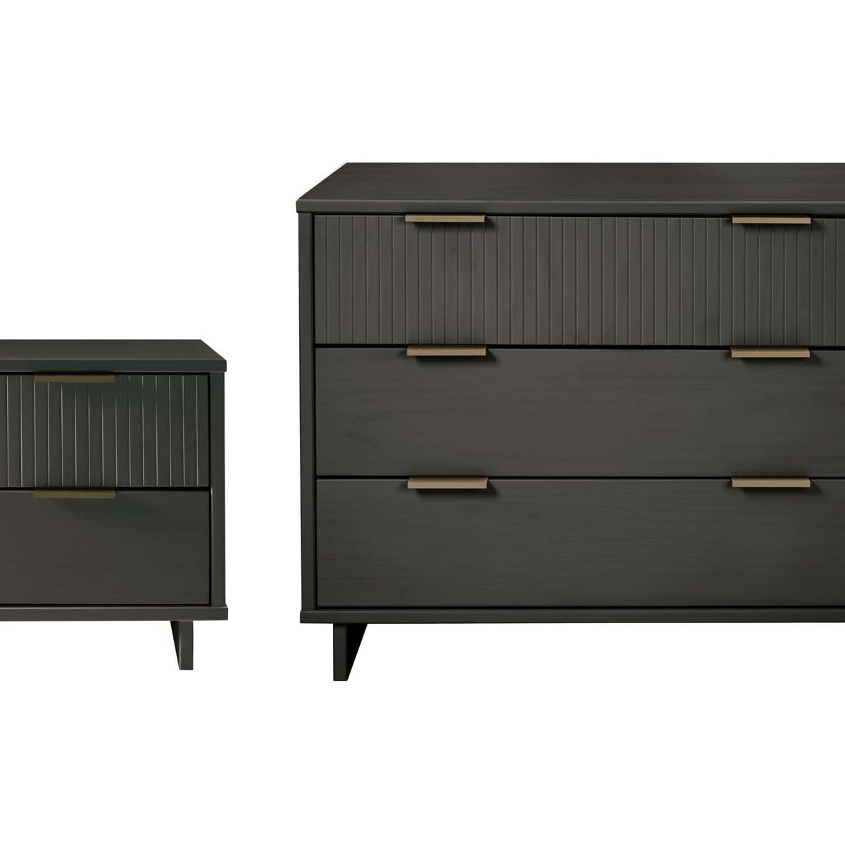 grey night stand and dresser Manhattan Comfort Granville 2-Piece Standard Nightstand Set in Dark 3 piece dresser and nightstand set
