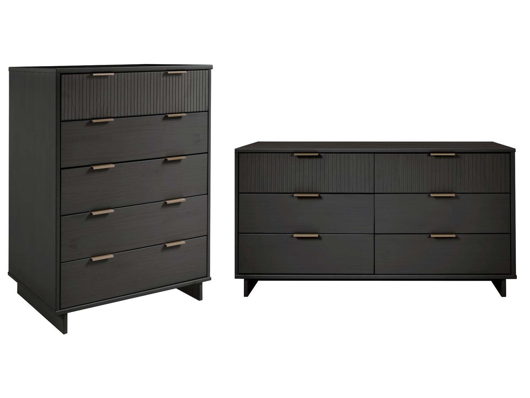 Granville 2-Piece Tall Chest and Double Dresser Set in Dark Grey - Ornate Home