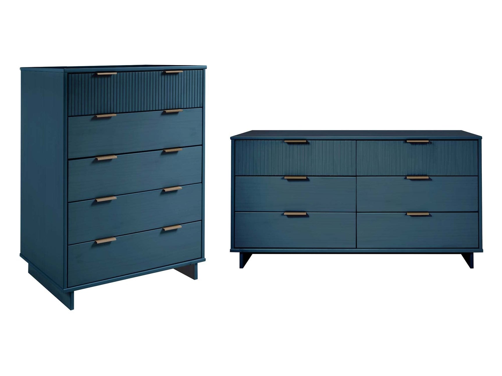Granville 2-Piece Tall Chest and Double Dresser Set in Midnight Blue - Ornate Home