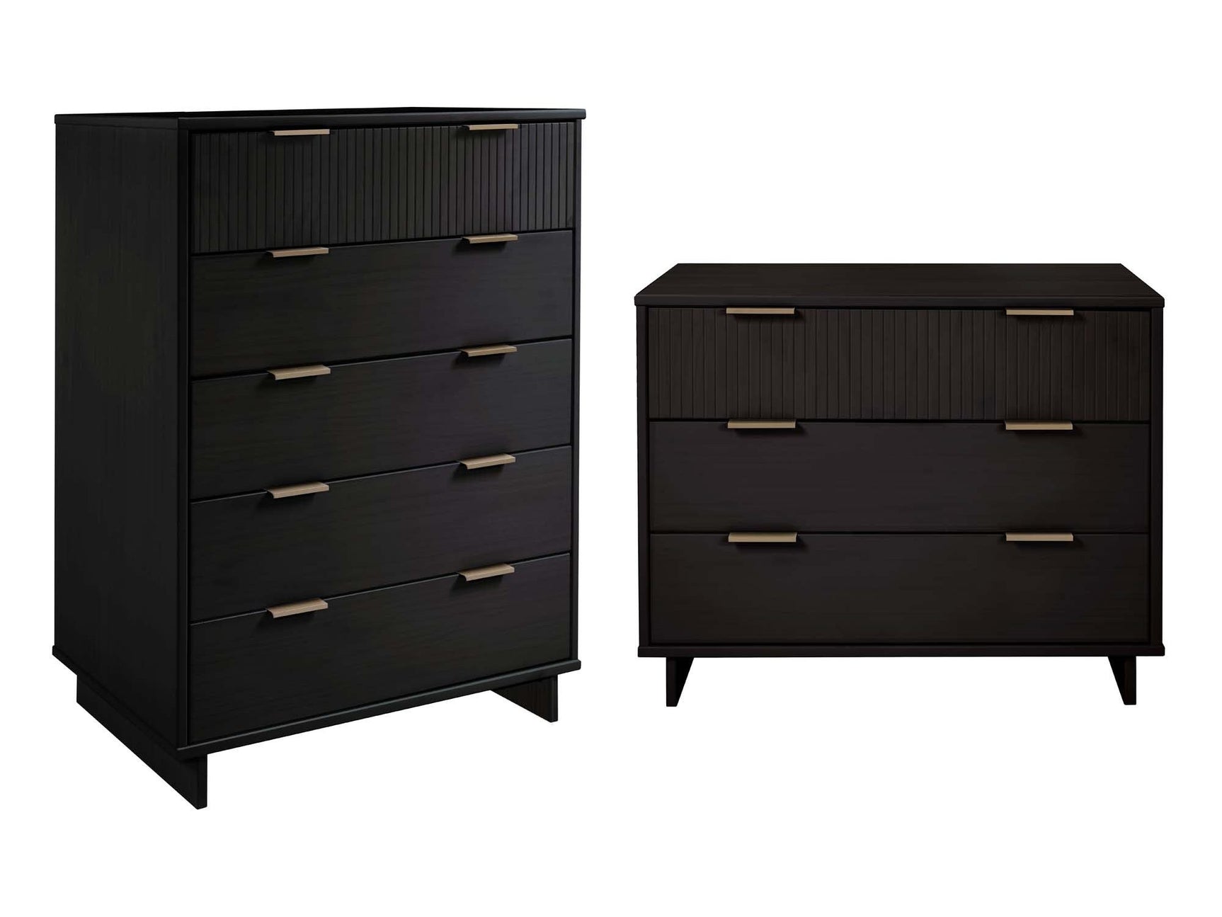 Granville 2-Piece Tall Chest and Standard Dresser Set in Black - Ornate Home