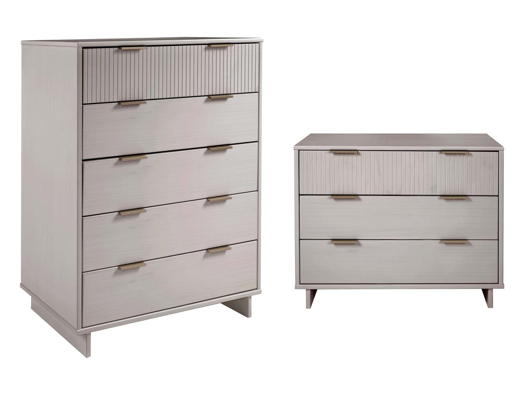 Granville 2-Piece Tall Chest and Standard Dresser Set in Light Grey - Ornate Home