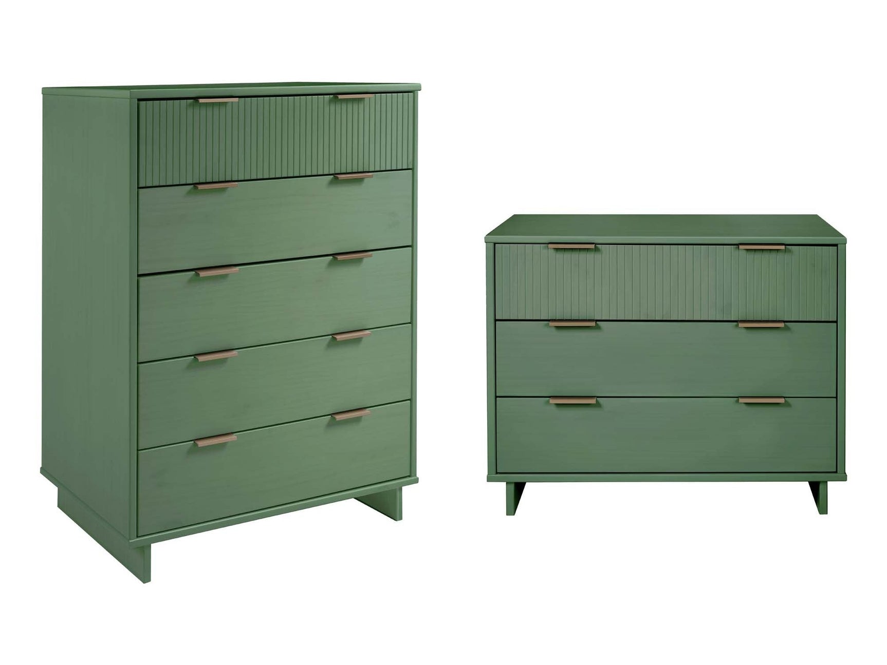 Granville 2-Piece Tall Chest and Standard Dresser Set in Sage Green - Ornate Home