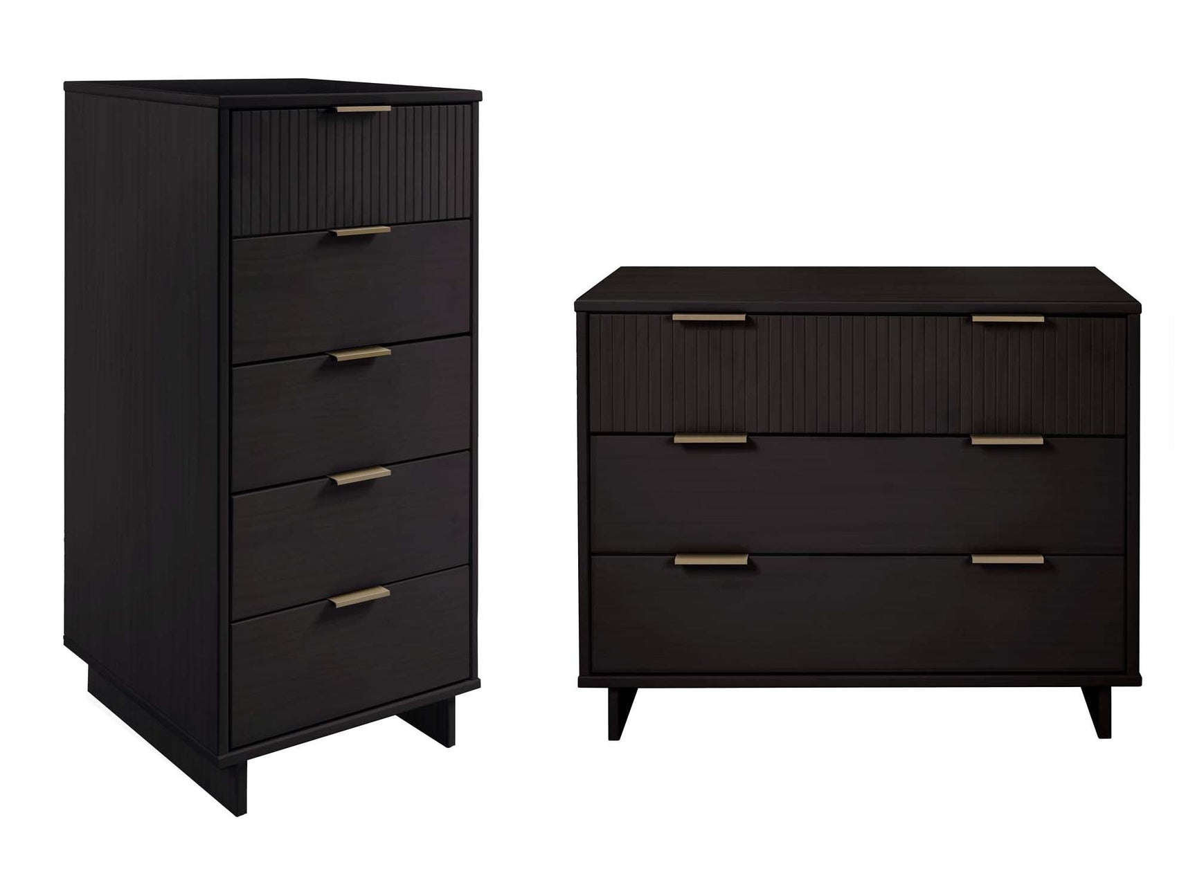Granville 2-Piece Tall Narrow and Standard Dresser Set in Black - Ornate Home
