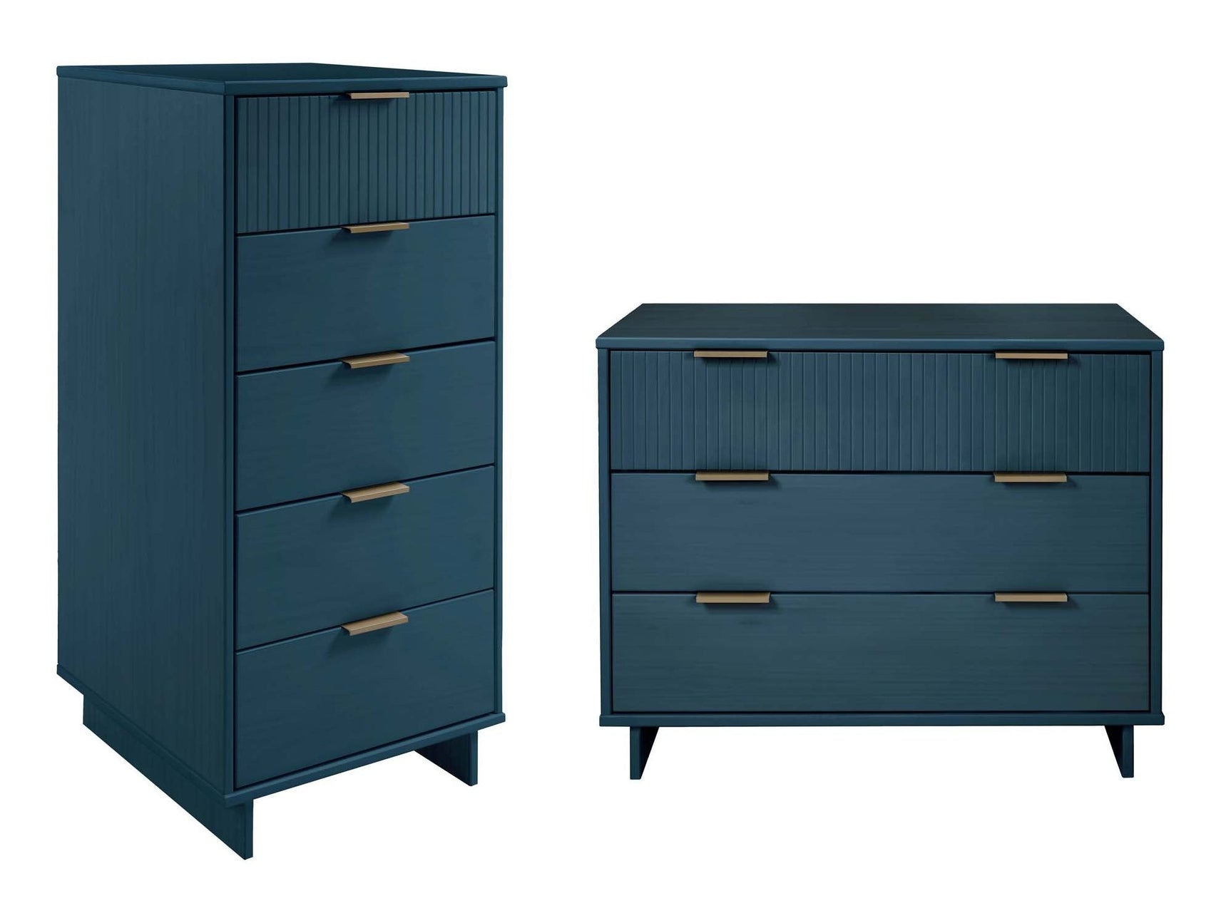 Granville 2-Piece Tall Narrow and Standard Dresser Set in Midnight Blue - Ornate Home
