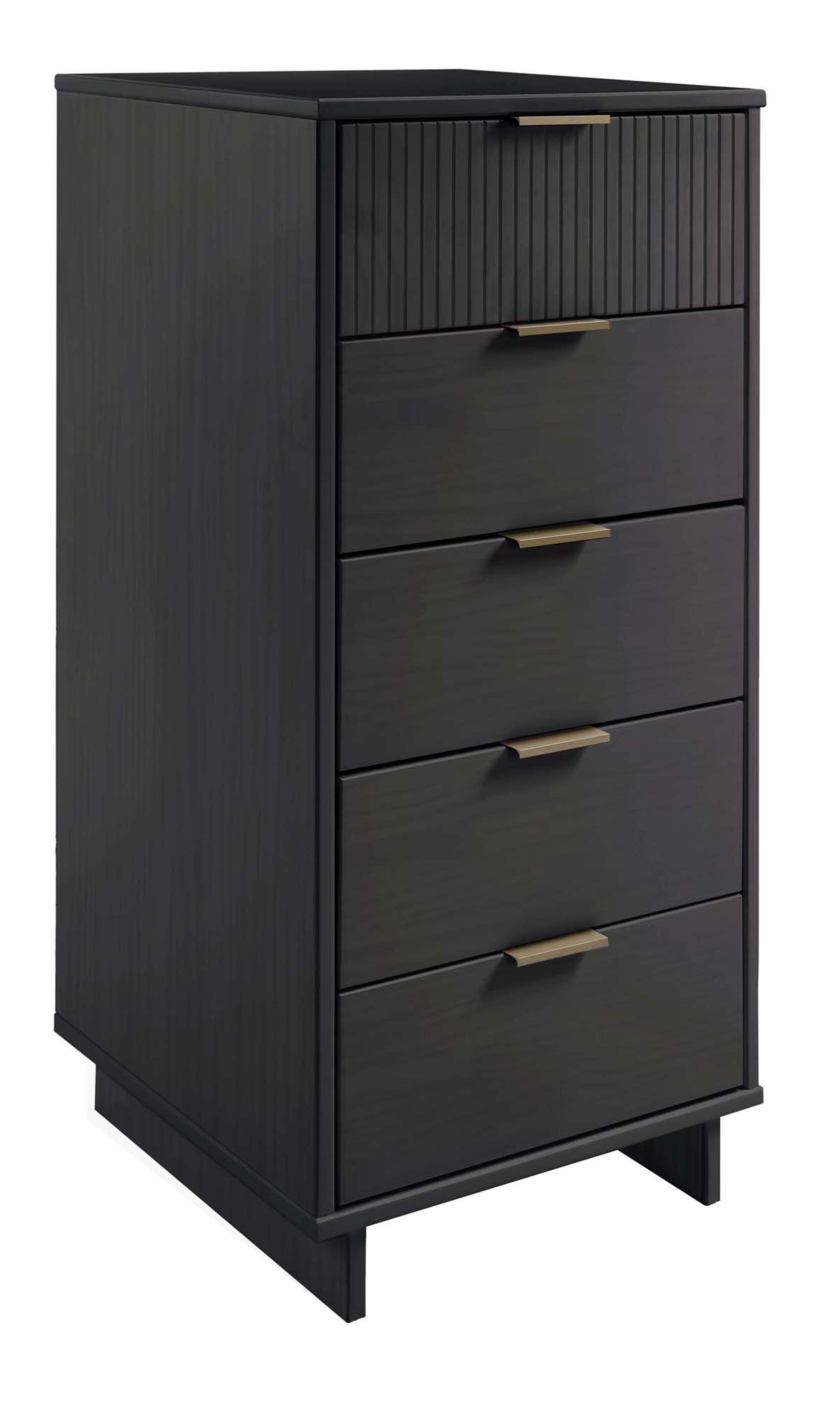 Granville 3-Piece Standard Dresser, Tall Narrow Chest and Nightstand Set in Dark Grey - Ornate Home