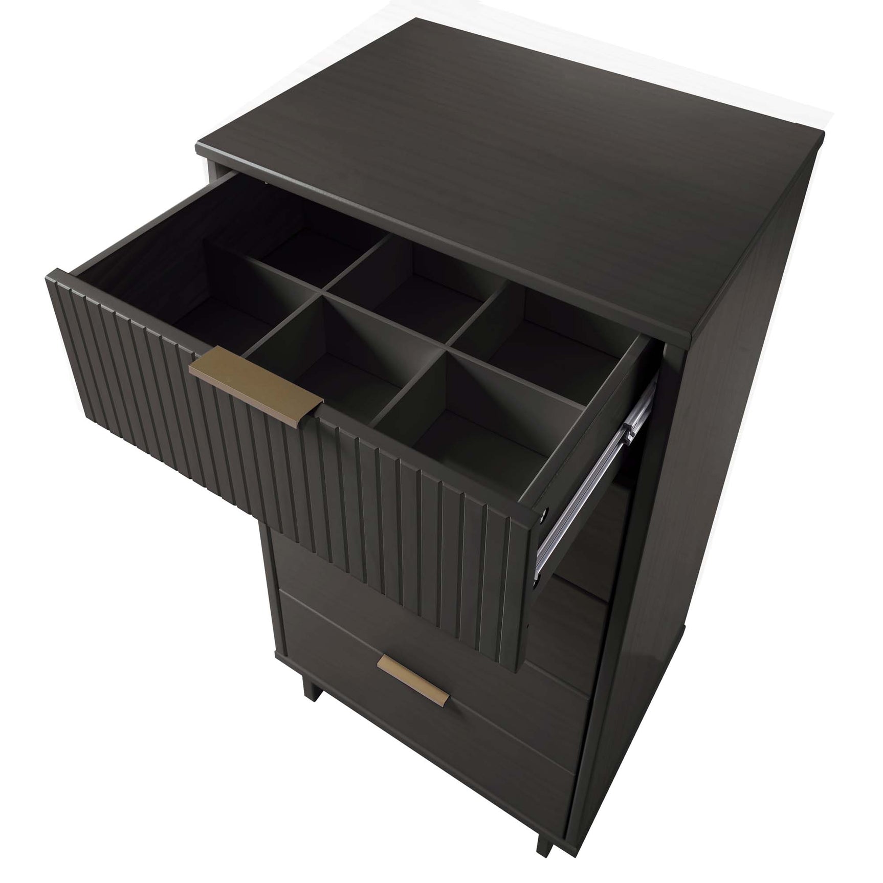 Granville 3-Piece Standard Dresser, Tall Narrow Chest and Nightstand Set in Dark Grey - Ornate Home