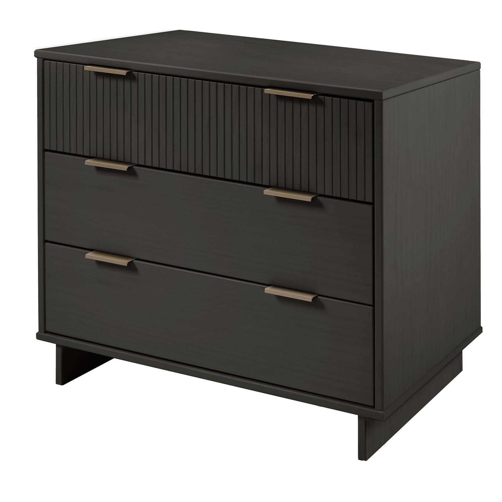 Granville 3-Piece Standard Dresser, Tall Narrow Chest and Nightstand Set in Dark Grey - Ornate Home