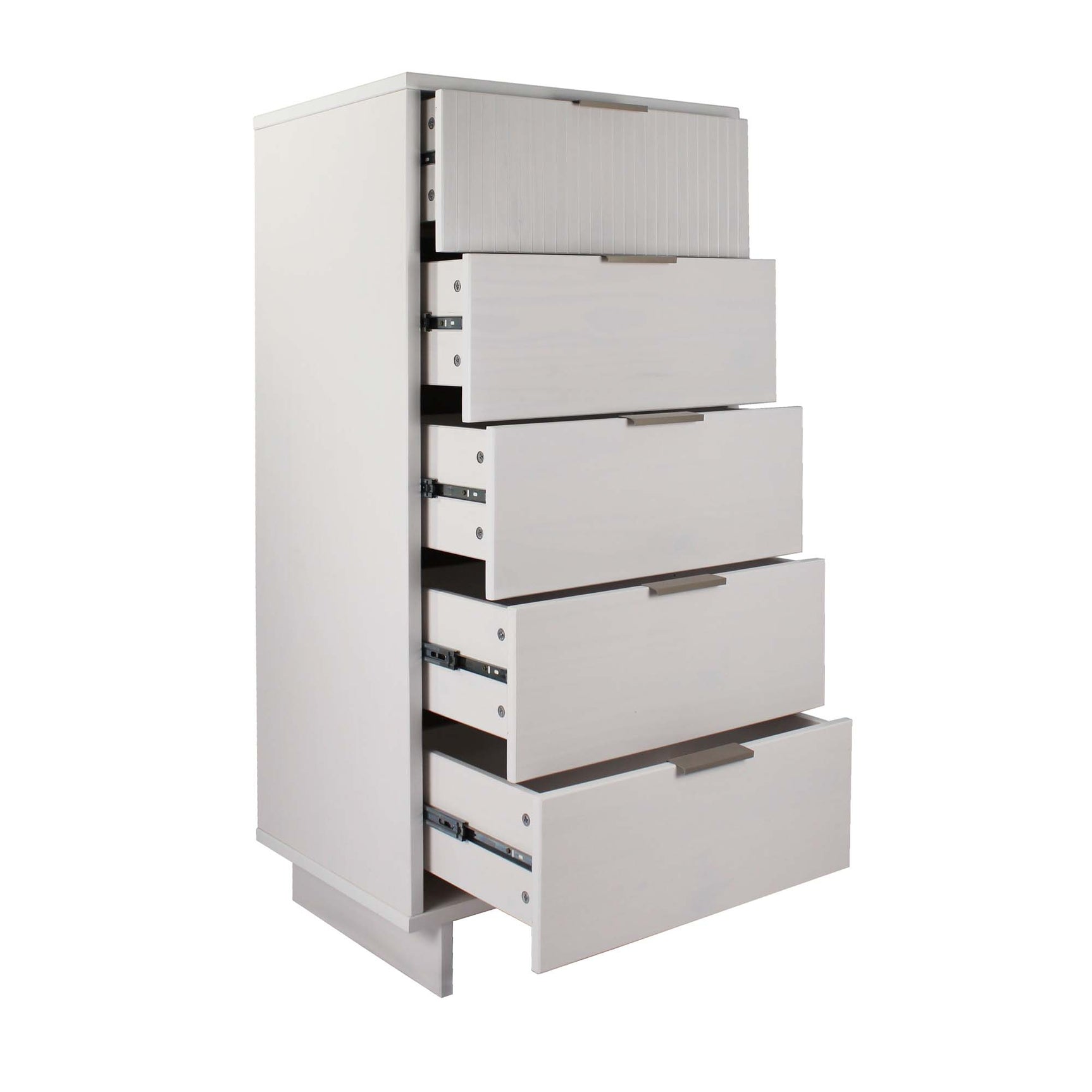 Granville 3-Piece Standard Dresser, Tall Narrow Chest and Nightstand Set in White - Ornate Home