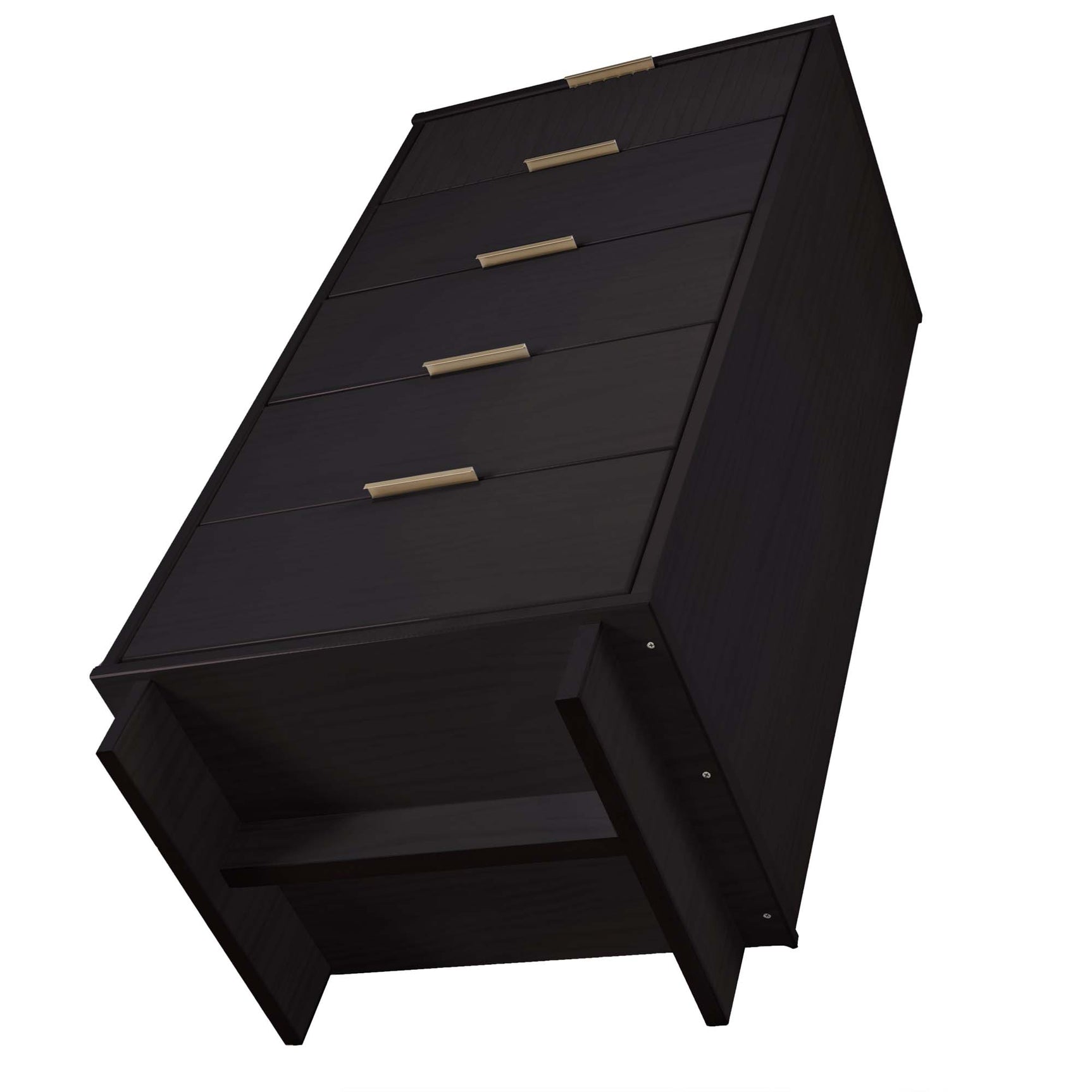 Granville 3-Piece Tall Narrow Chest, Double Dresser Set and Standard Dresser Set in Black - Ornate Home