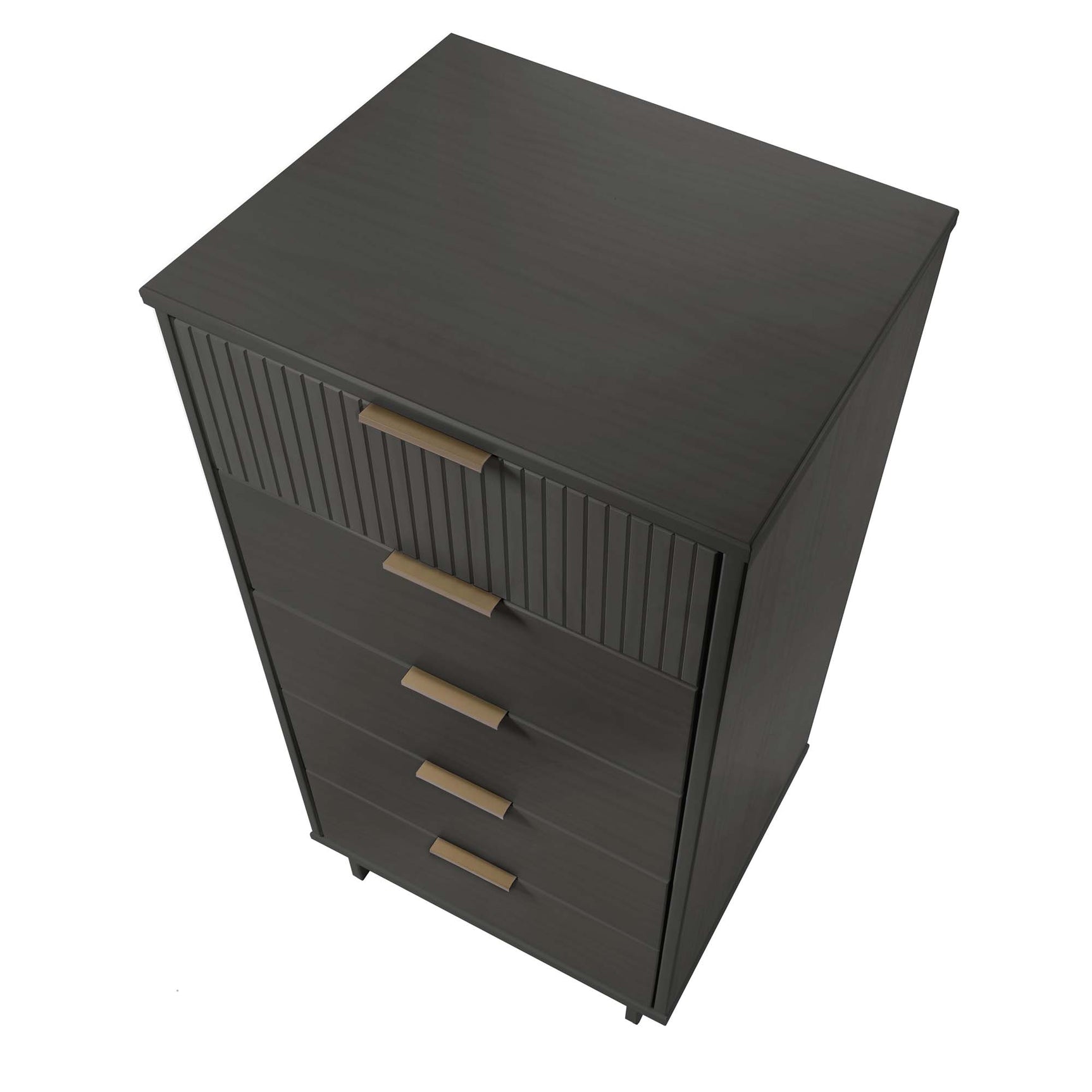 Granville 3-Piece Tall Narrow Chest, Double Dresser and Nightstand Set in Dark Grey - Ornate Home