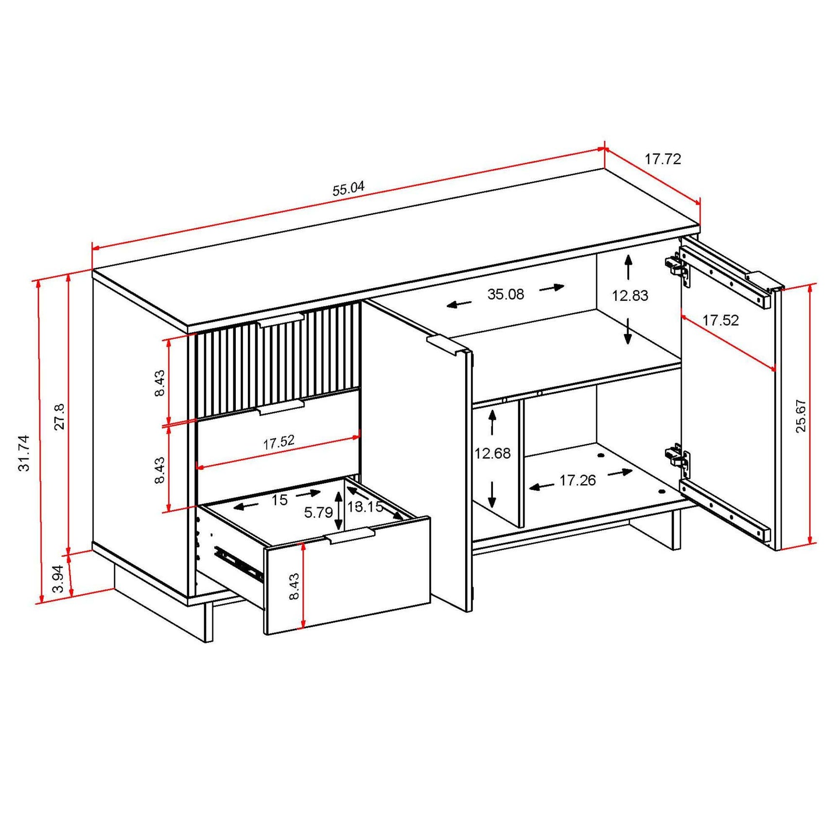 Granville 55.07 Sideboard in White - Ornate Home