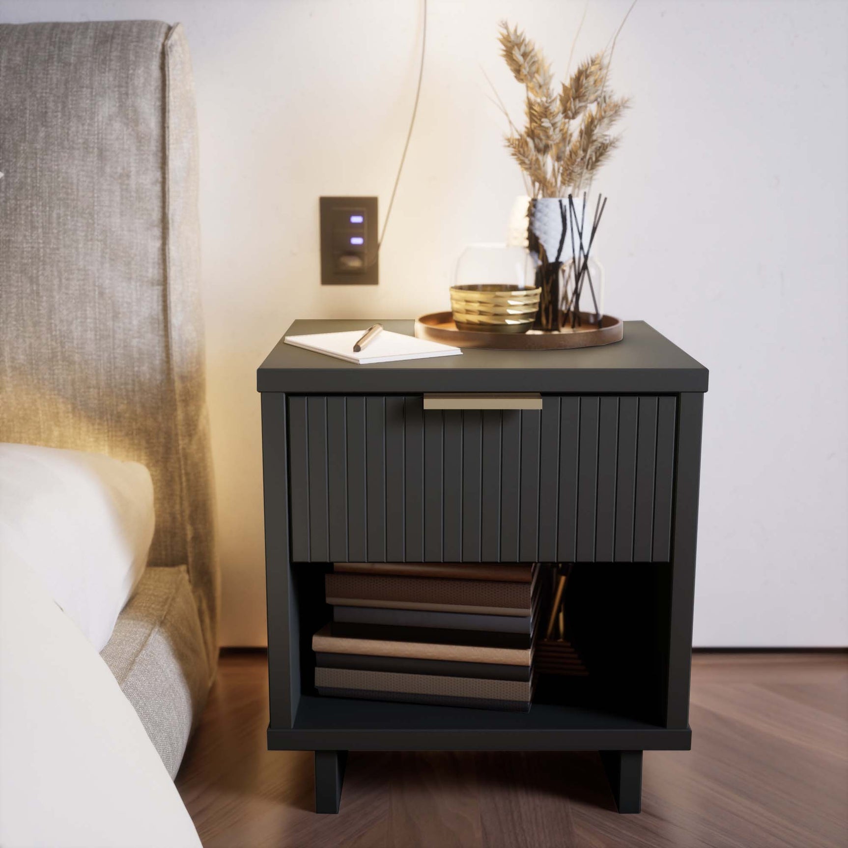 Granville Nightstand 1.0 in Dark Grey - Ornate Home