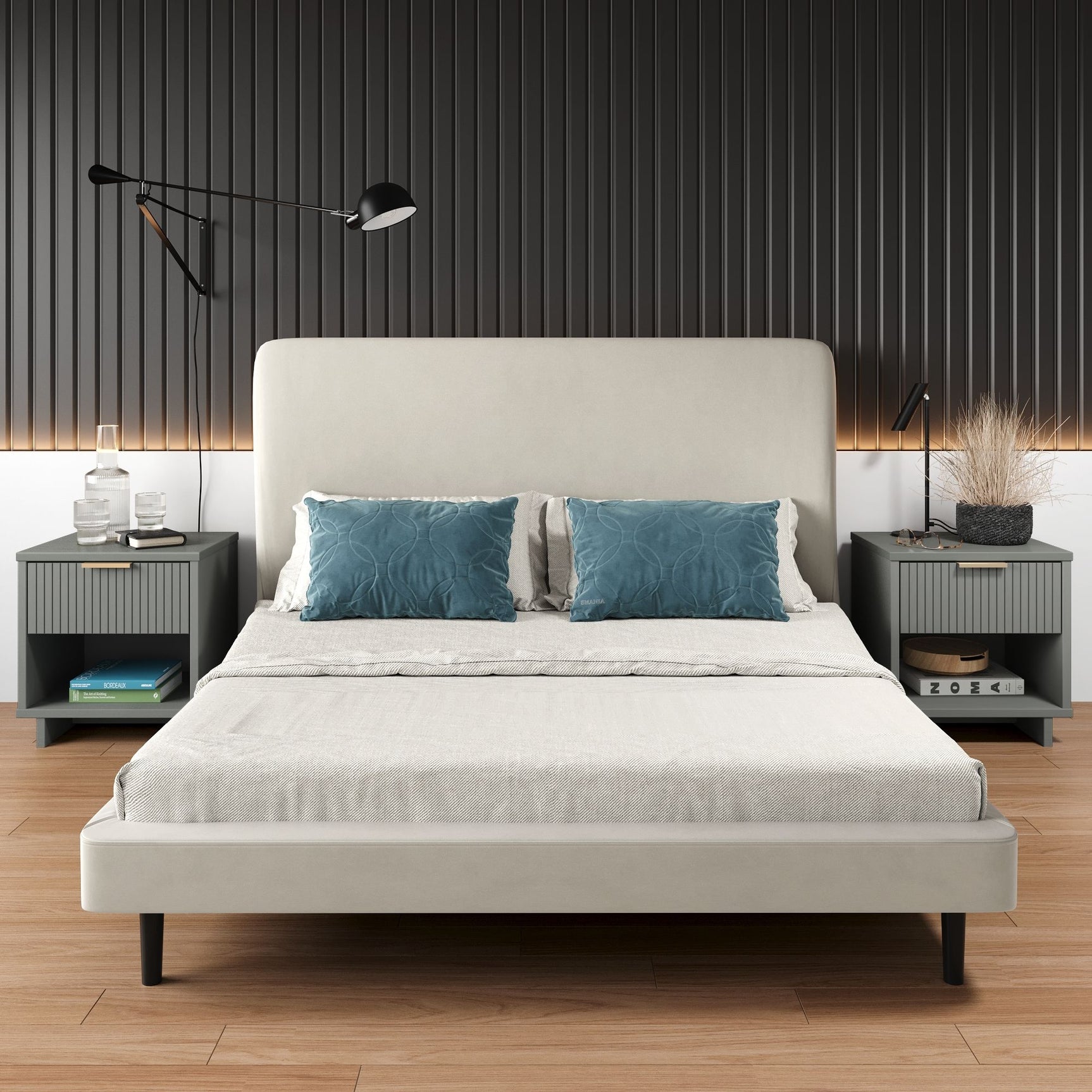 Granville Nightstand 1.0 in Light Grey (set of 2) - Ornate Home