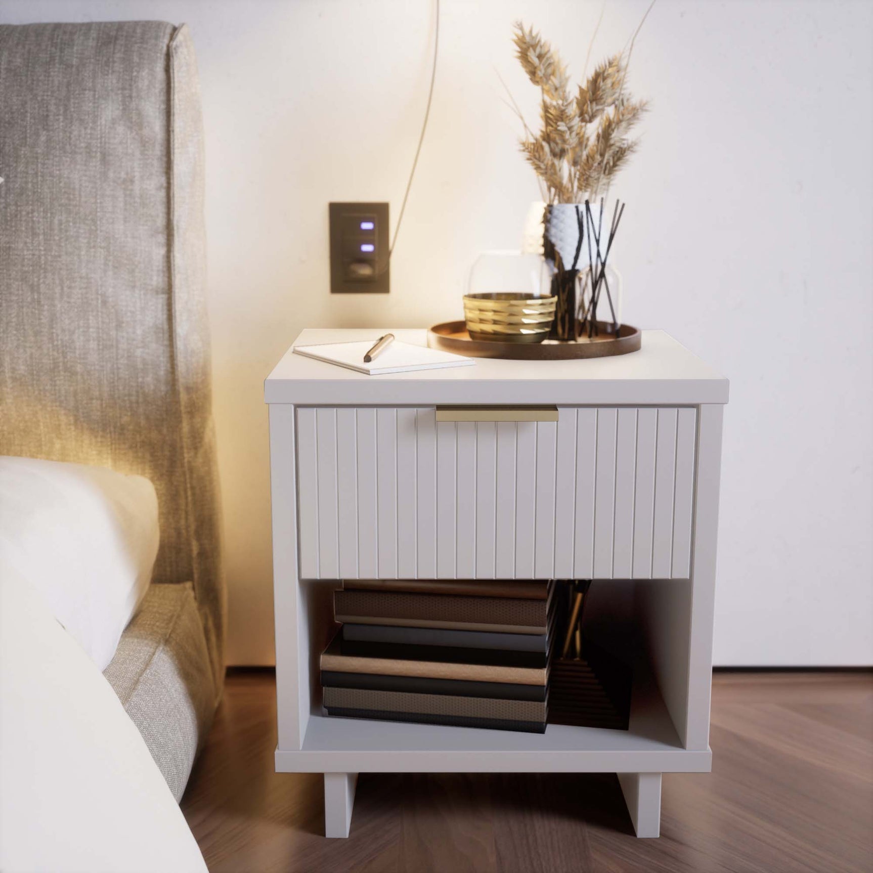 Granville Nightstand 1.0 in White - Ornate Home