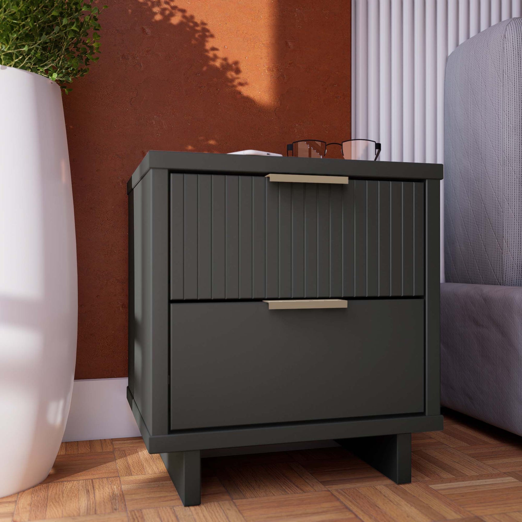 Granville Nightstand 2.0 in Dark Grey - Ornate Home