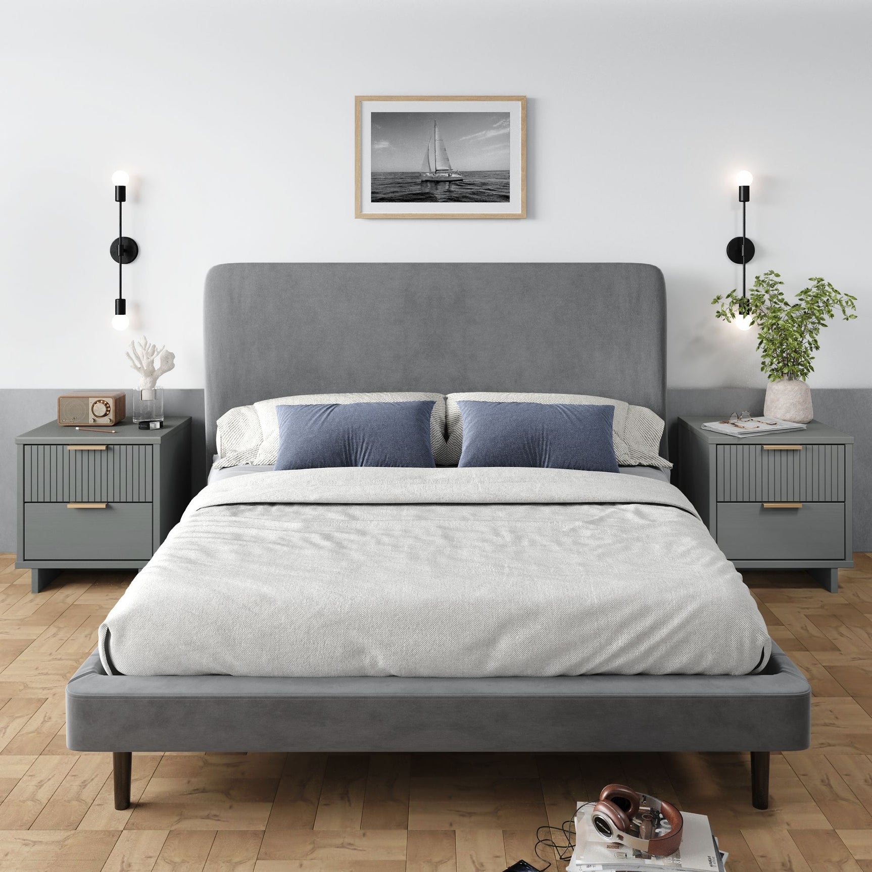 Granville Nightstand 2.0 in Light Grey (set of 2) - Ornate Home