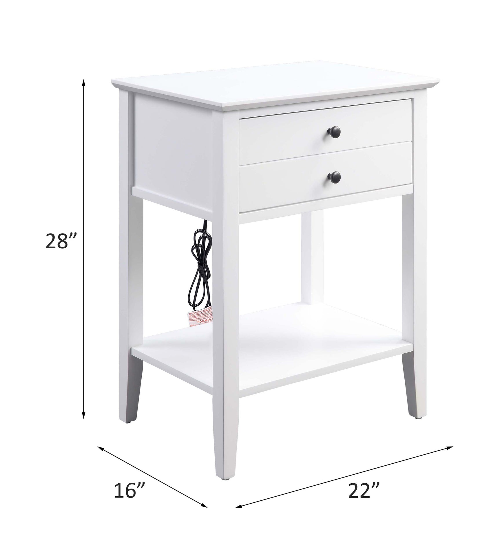 Grardor White Side Table (USB Charging Dock) - Ornate Home