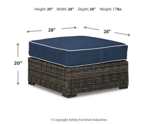 Grasson Lane Outdoor Ottoman w/ Cushion - Ornate Home