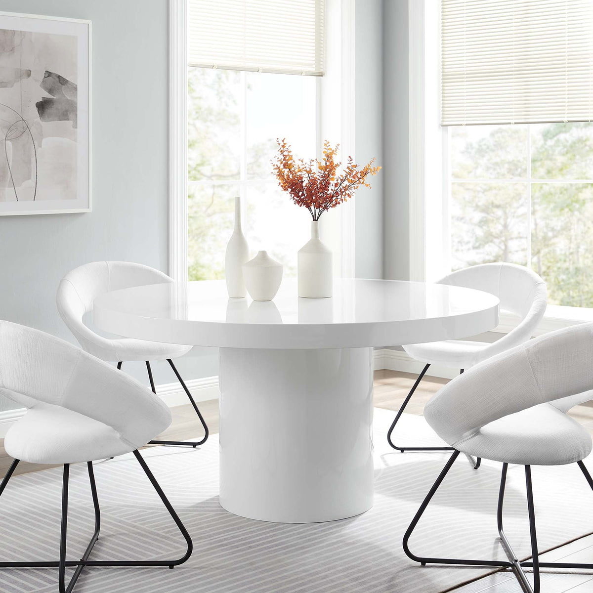 Gratify White 60" Round Dining Table - Ornate Home