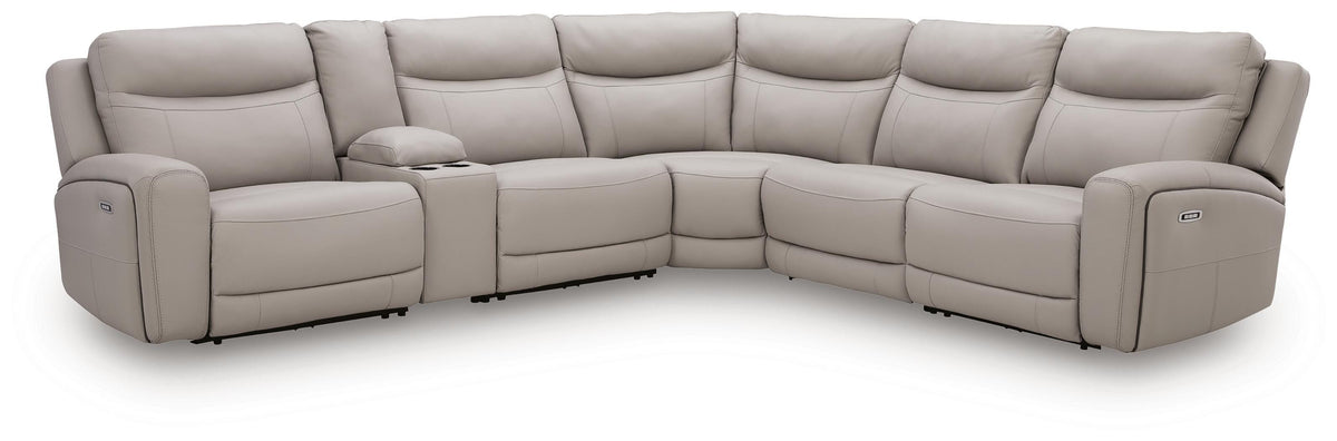 Gravier Gray 6-Piece Power Reclining Sectional with Storage Console - Ornate Home