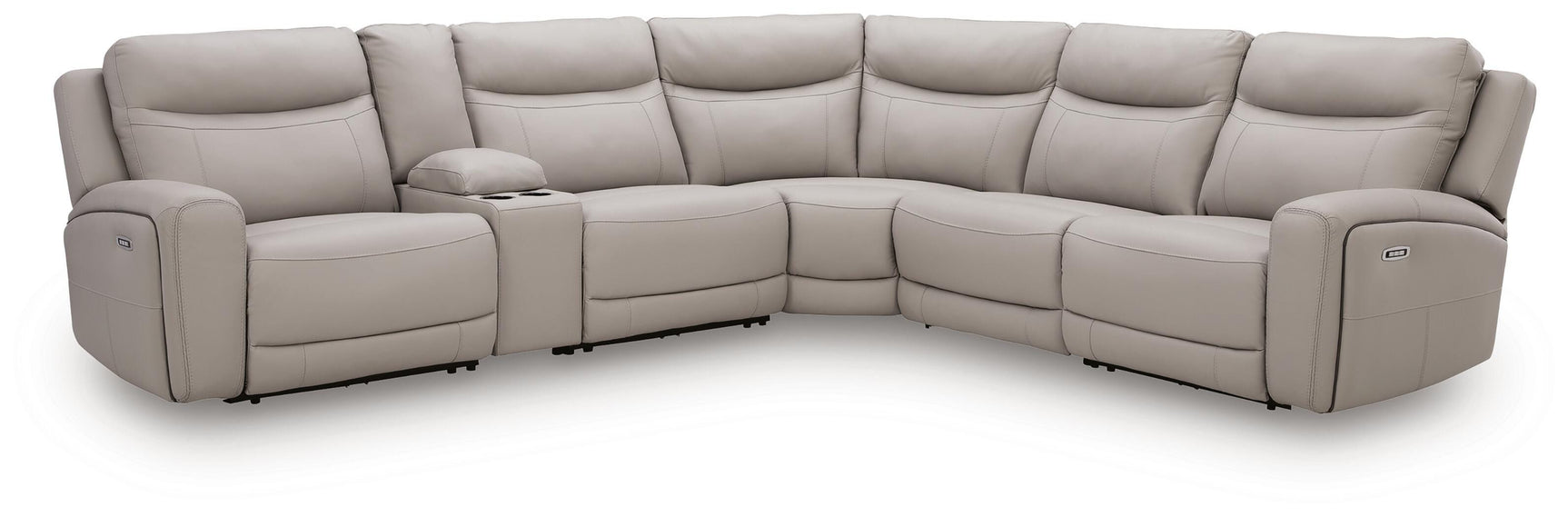 Gravier Gray 6-Piece Power Reclining Sectional with Storage Console - Ornate Home