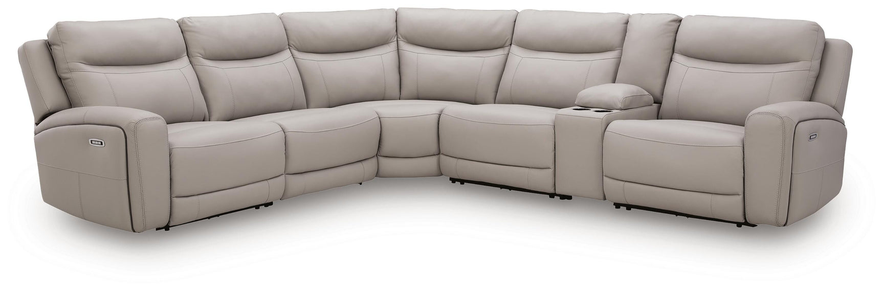 Gravier Gray 6-Piece Power Reclining Sectional with Storage Console - Ornate Home
