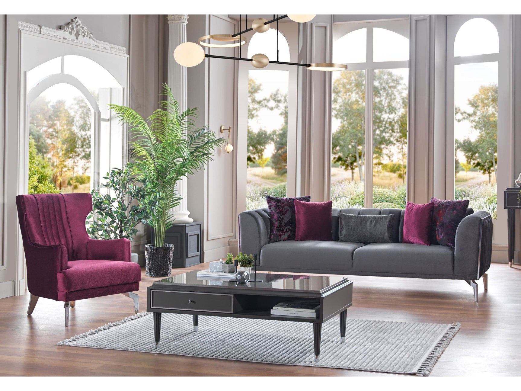 Gravita Burgundy Accent Chair - Ornate Home