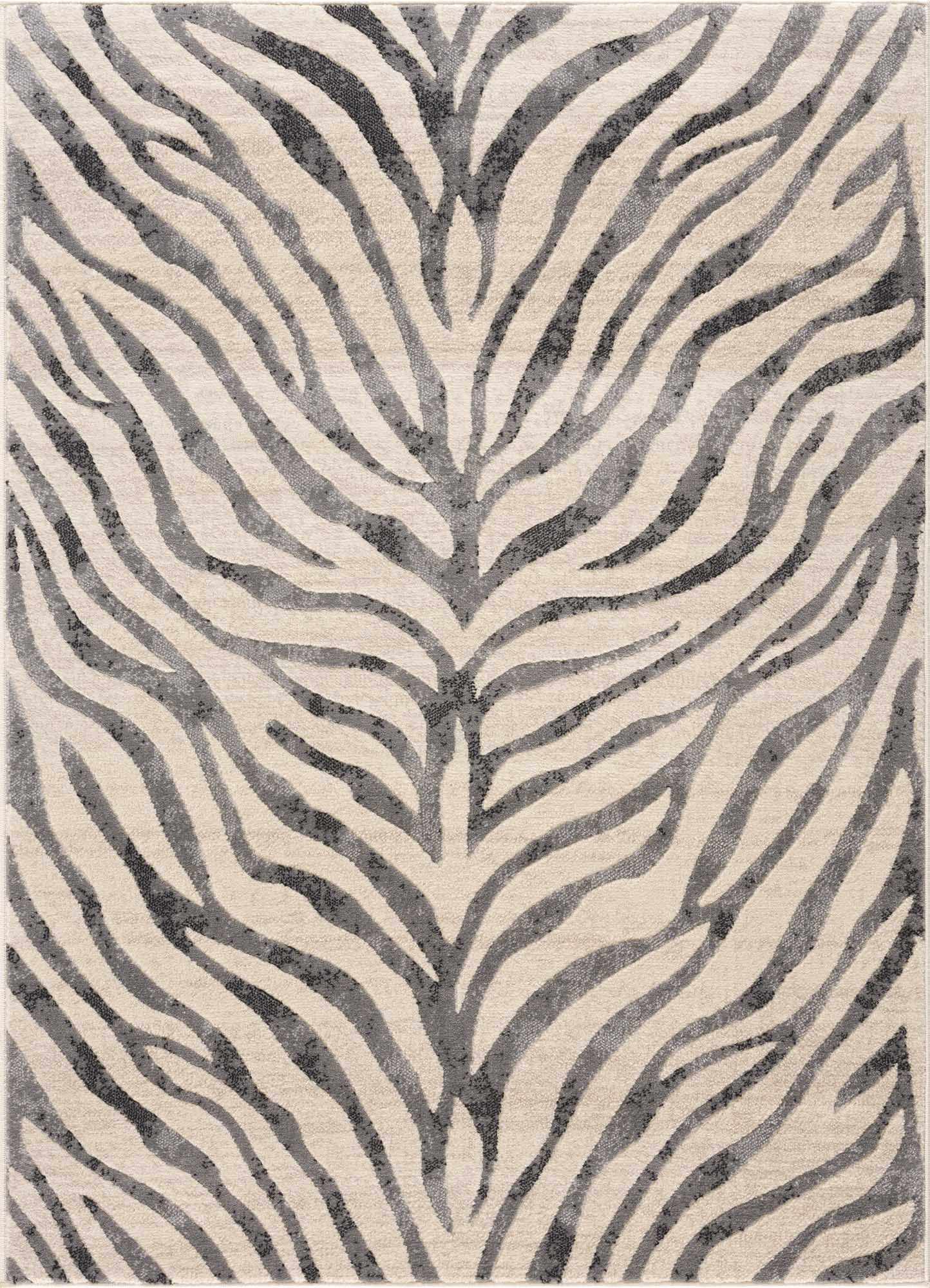 Gray Ecorse Zebra Print Area Rug - Ornate Home