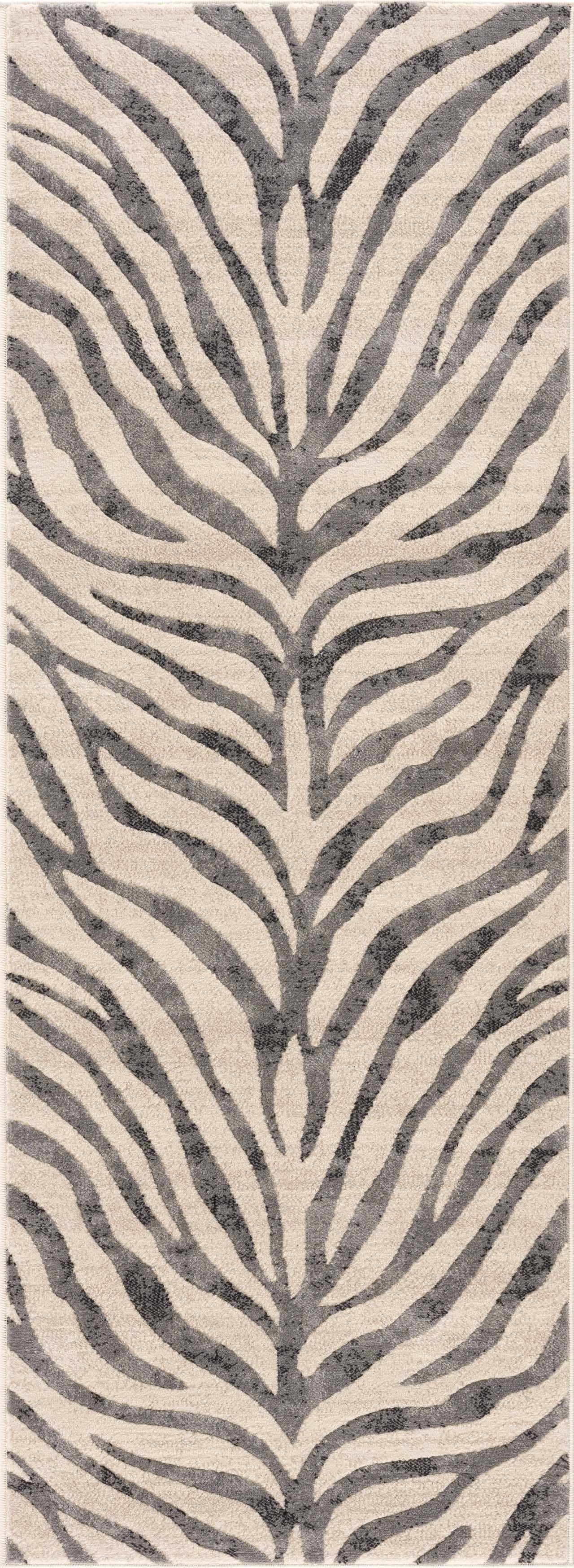 Gray Ecorse Zebra Print Area Rug - Ornate Home