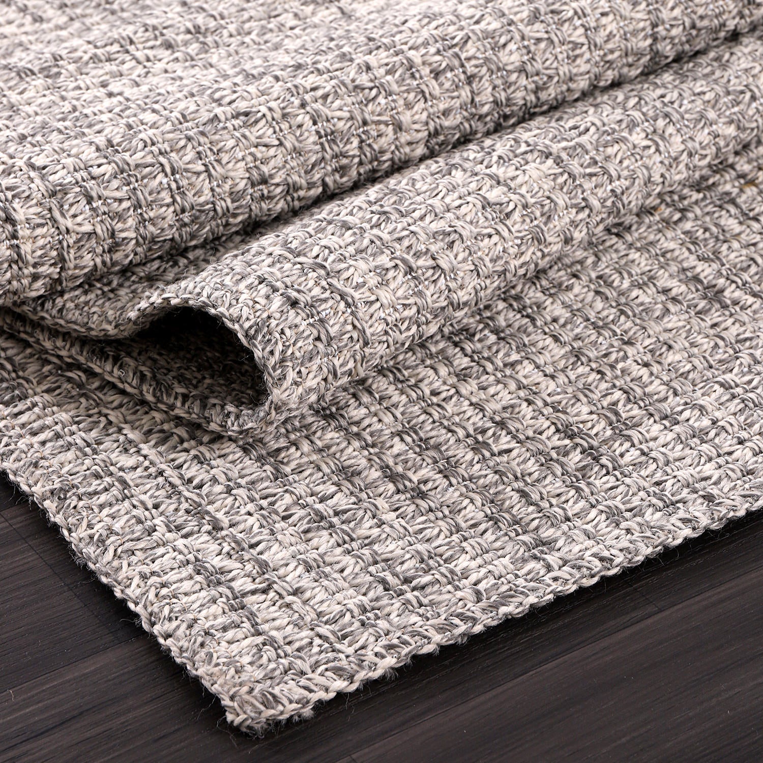 Woolen Gray Easy Jute-Look Rug | Easy Care Indoor & Outdoor