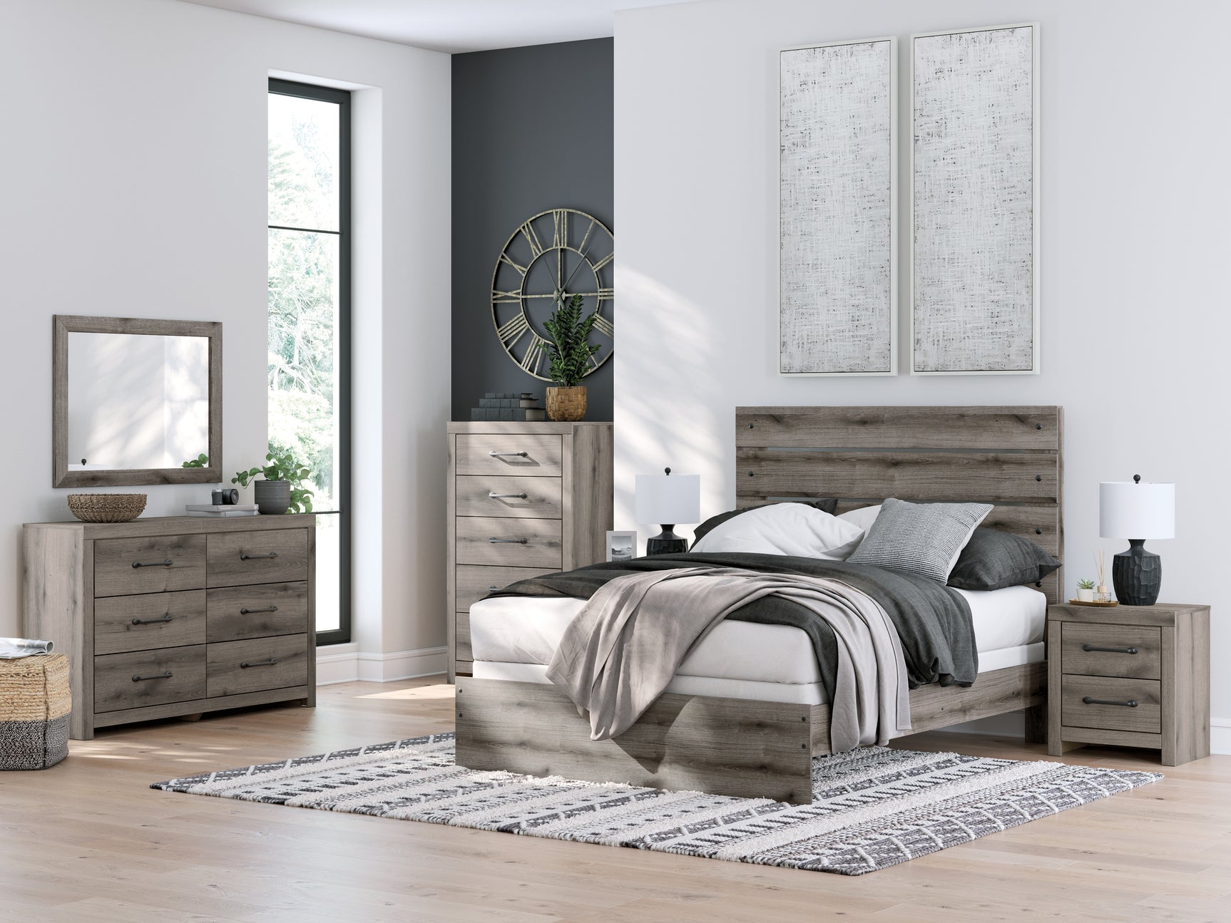 Graystorm Brown Gray Queen Panel Bed - Ornate Home