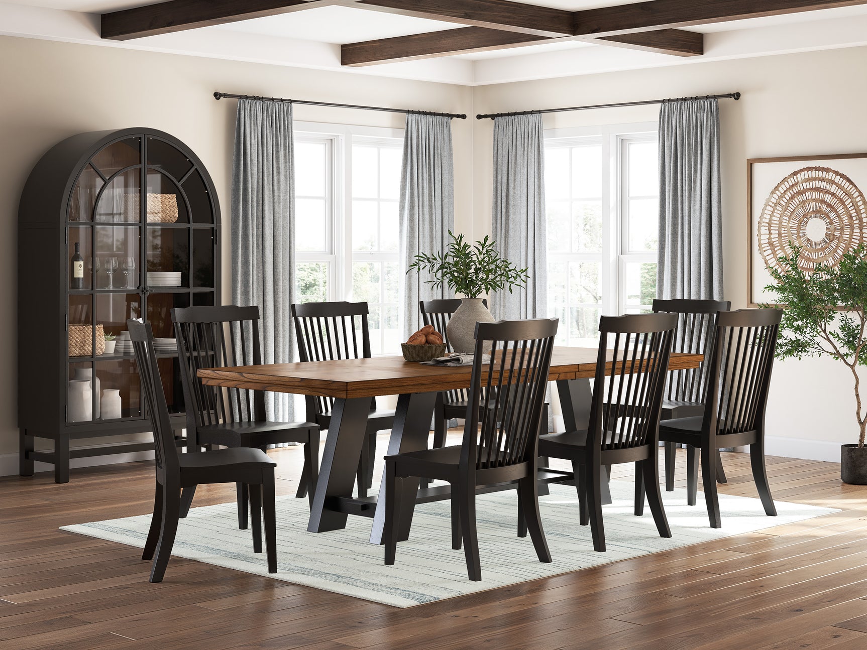 Greddinton Brown/Black Extension Dining Table and 6 Chairs (Online Special Price) - Ornate Home
