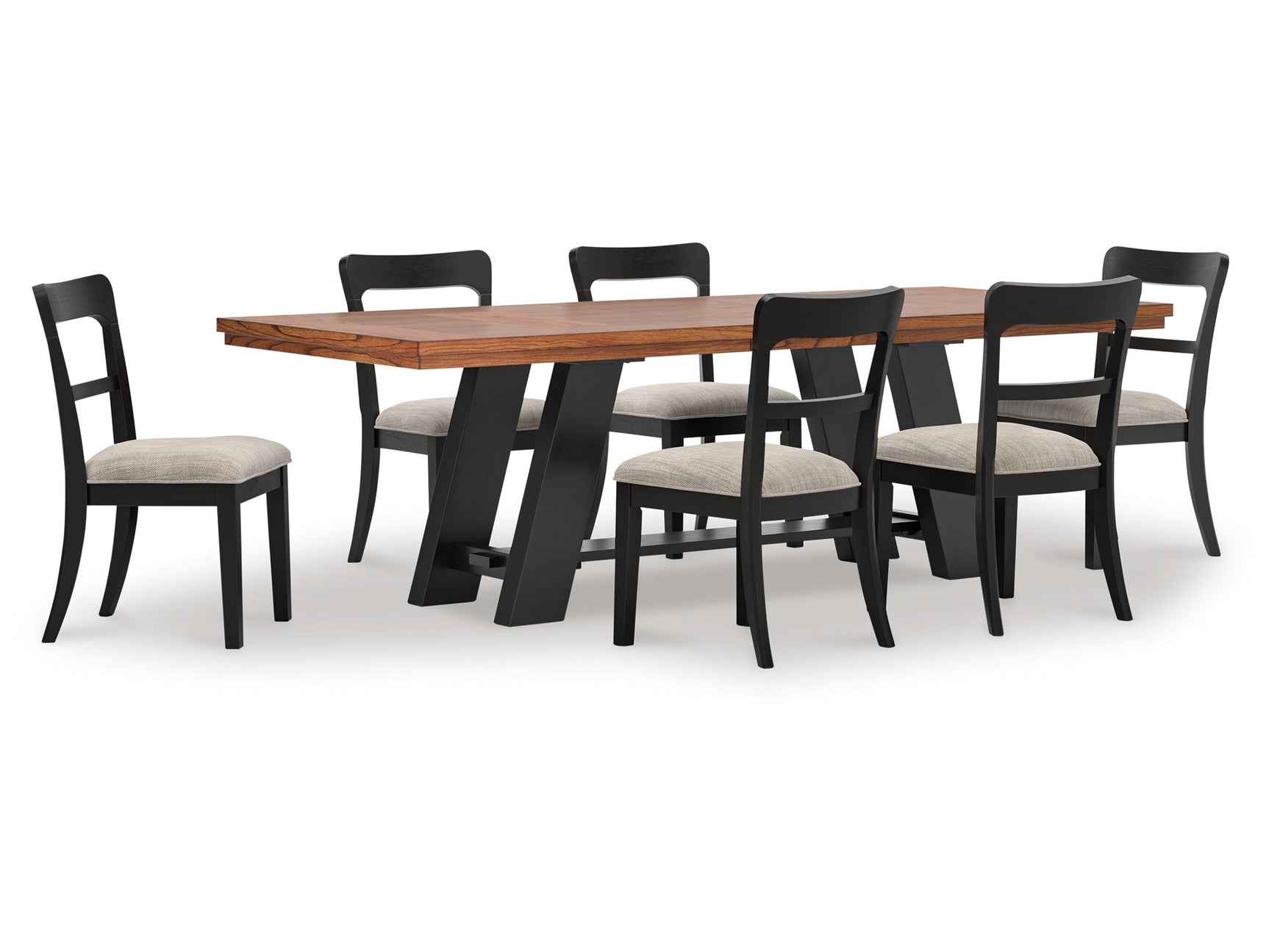 Greddinton Brown/Black Extension Dining Table and 6 Chairs - Ornate Home