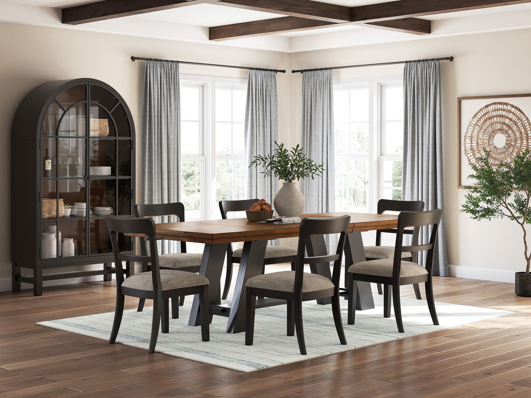 Greddinton Brown/Black Extension Dining Table and 6 Chairs - Ornate Home