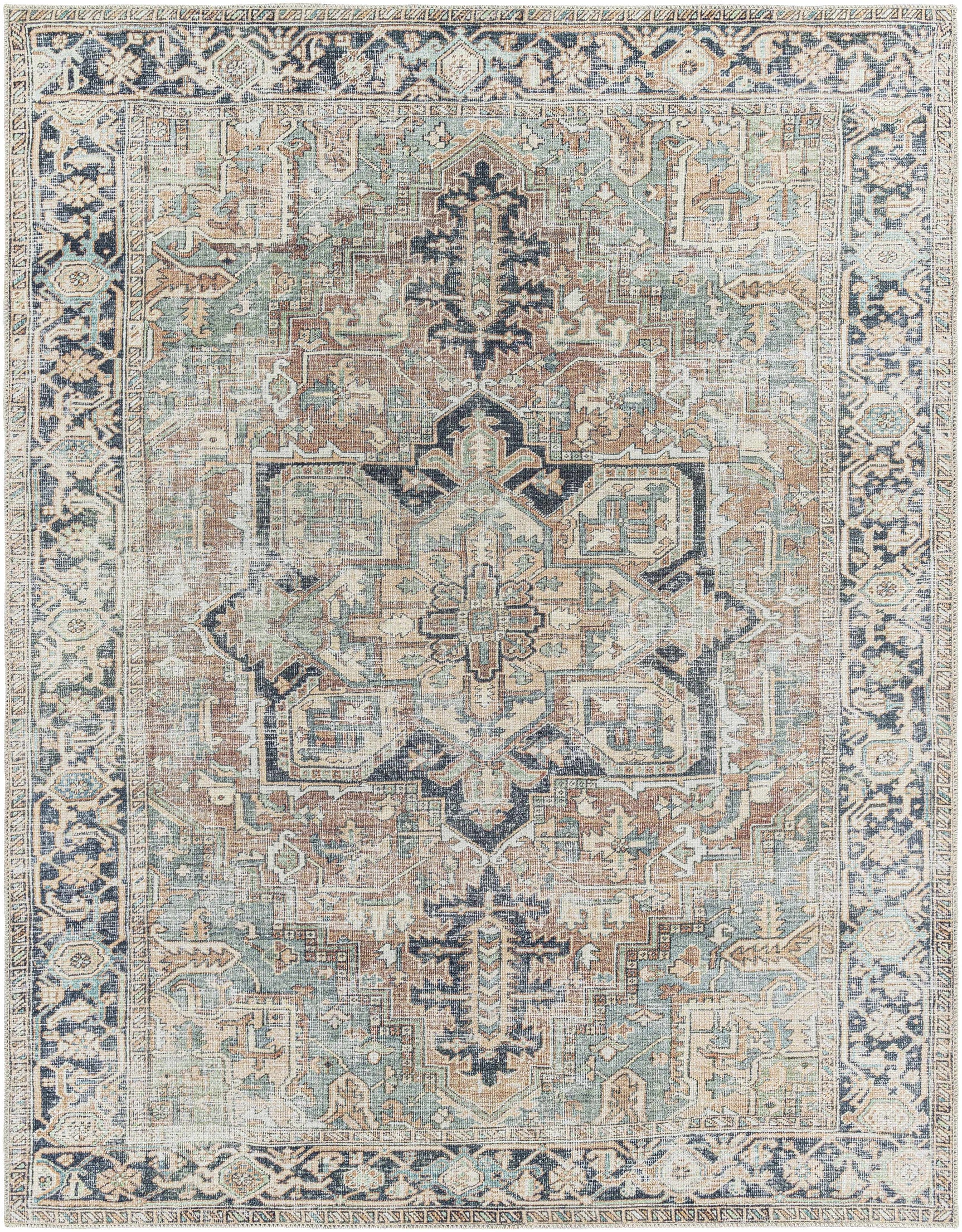 Green Nisa Vintage Washable Area Rug - Ornate Home