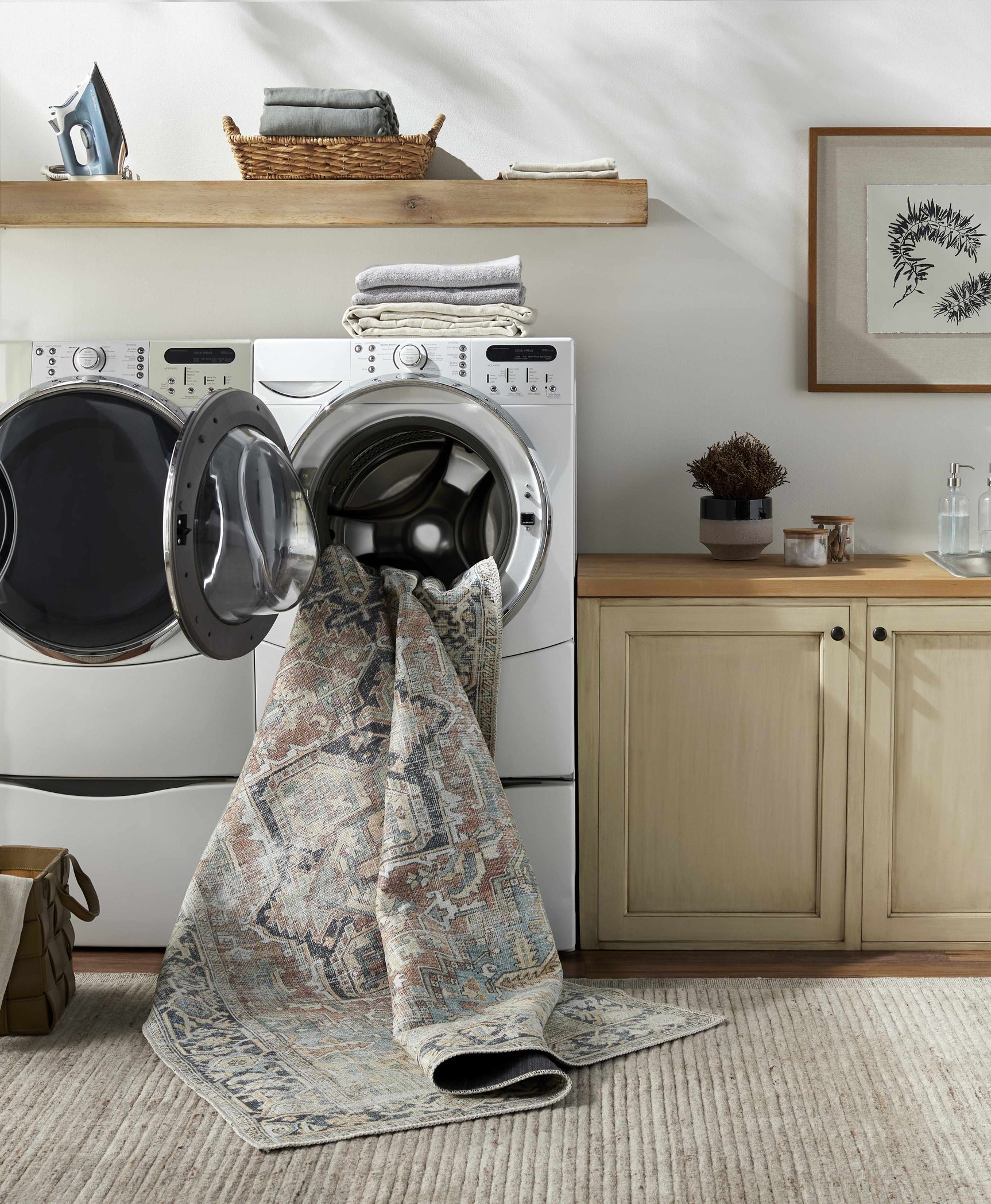 Green Nisa Vintage Washable Area Rug - Ornate Home