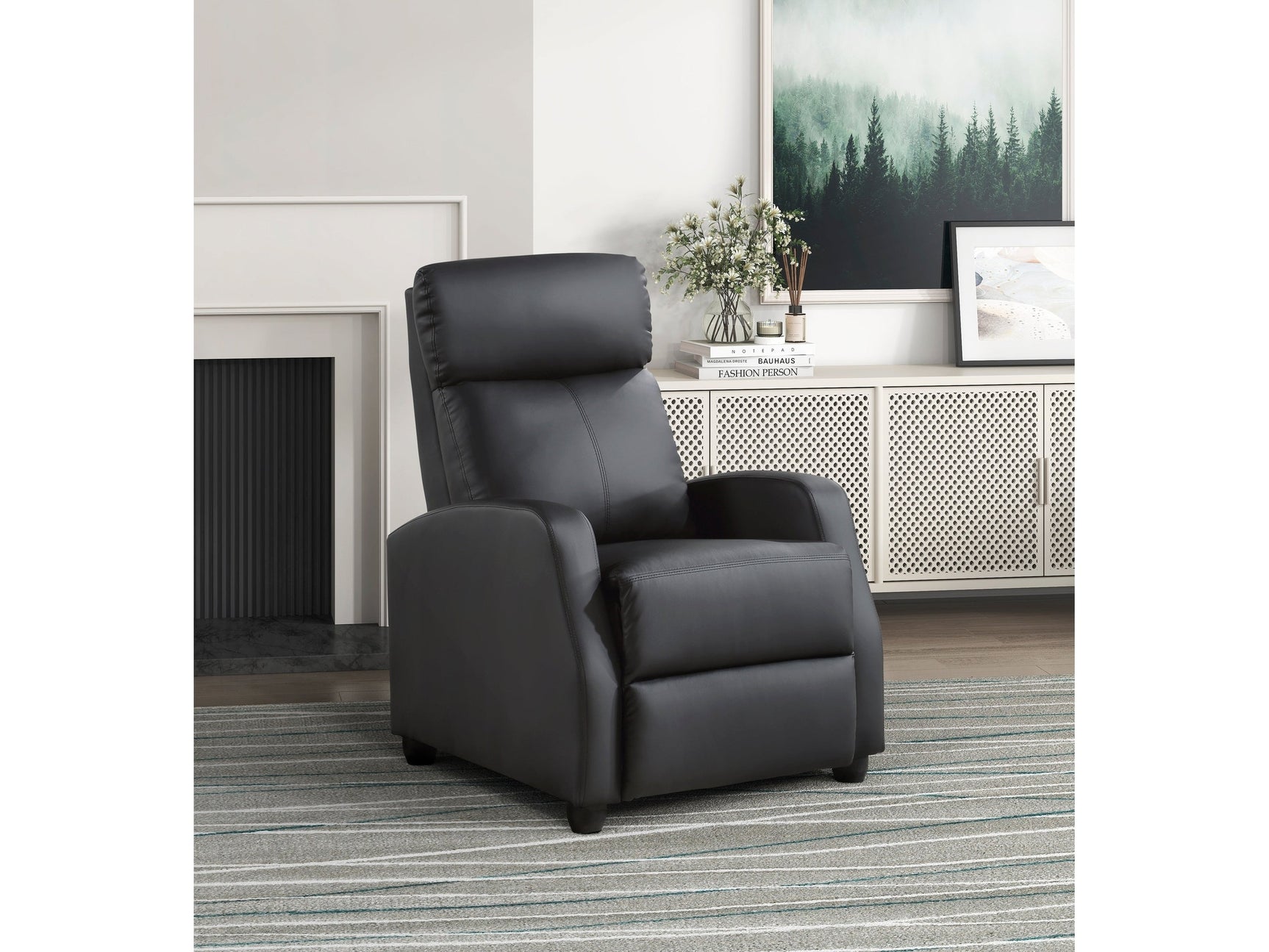 Greenfield Black Reclining Chair - Ornate Home