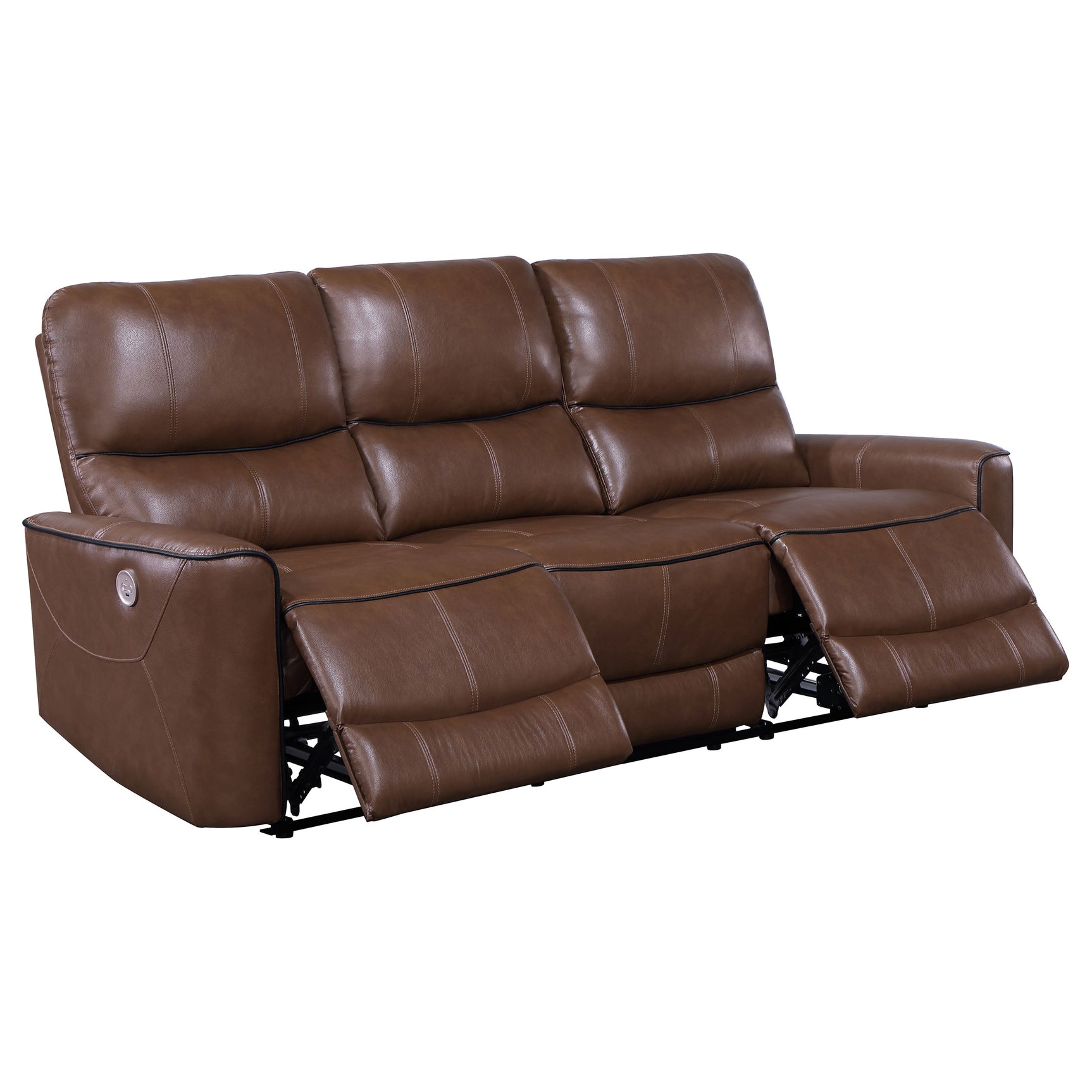 Greenfield Saddle Brown 2-piece Power Reclining Sofa Set - Ornate Home