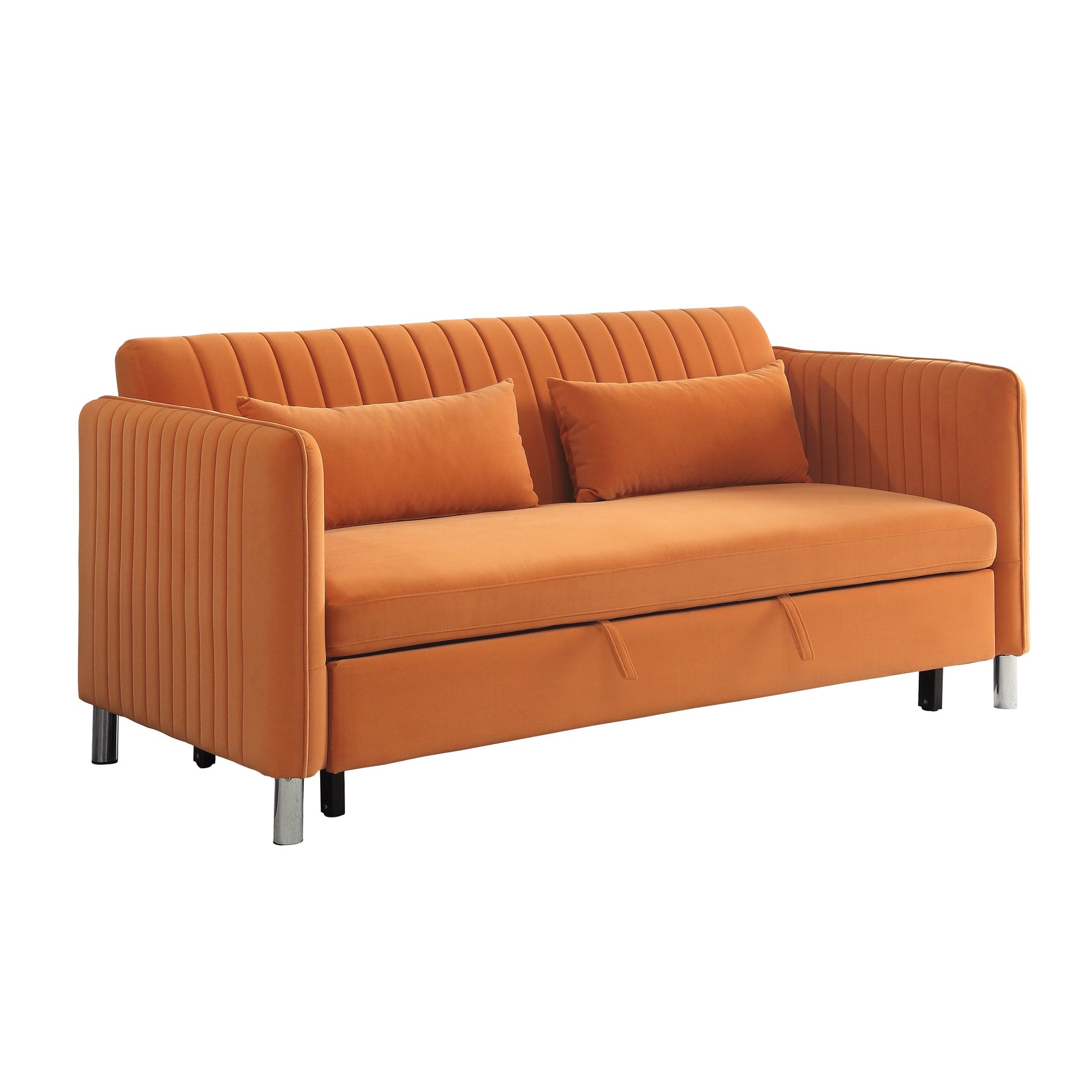 Greenway Orange Convertible Studio Sofa with Pull-Out Bed - Ornate Home