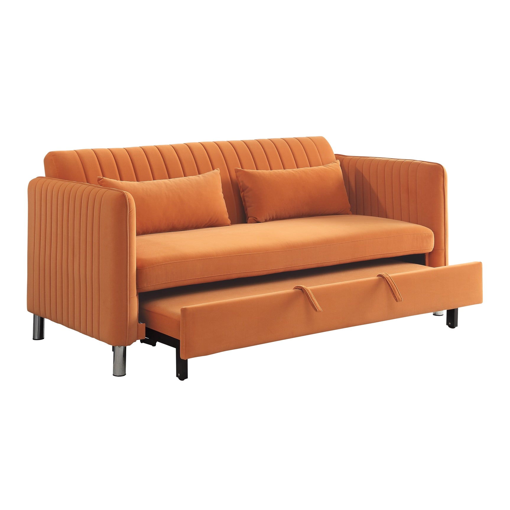 Greenway Orange Convertible Studio Sofa with Pull-Out Bed - Ornate Home