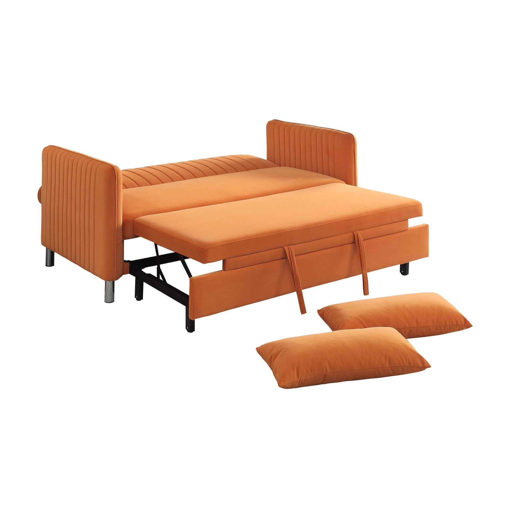 Greenway Orange Convertible Studio Sofa with Pull-Out Bed - Ornate Home