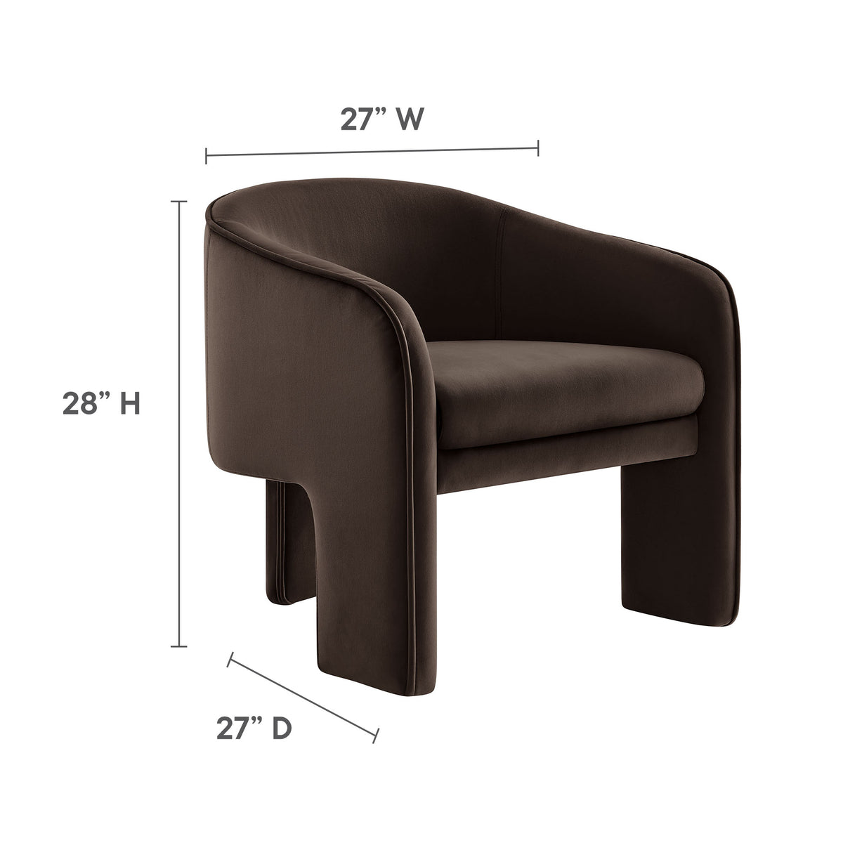 Greer Chocolate Brown Performance Velvet Upholstered Accent Armchair - Ornate Home