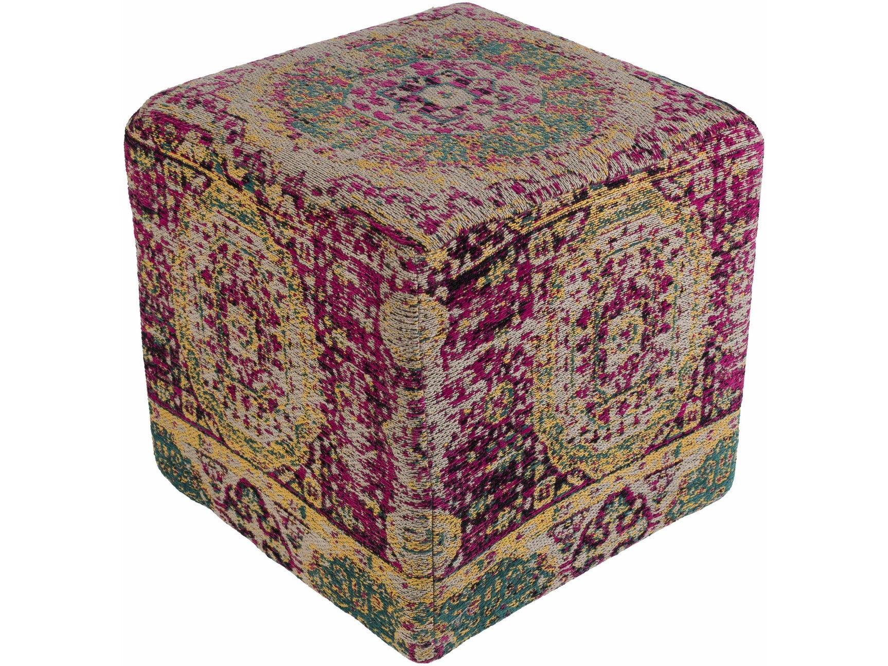 Gretna Magenta Ottoman Pouf - Ornate Home