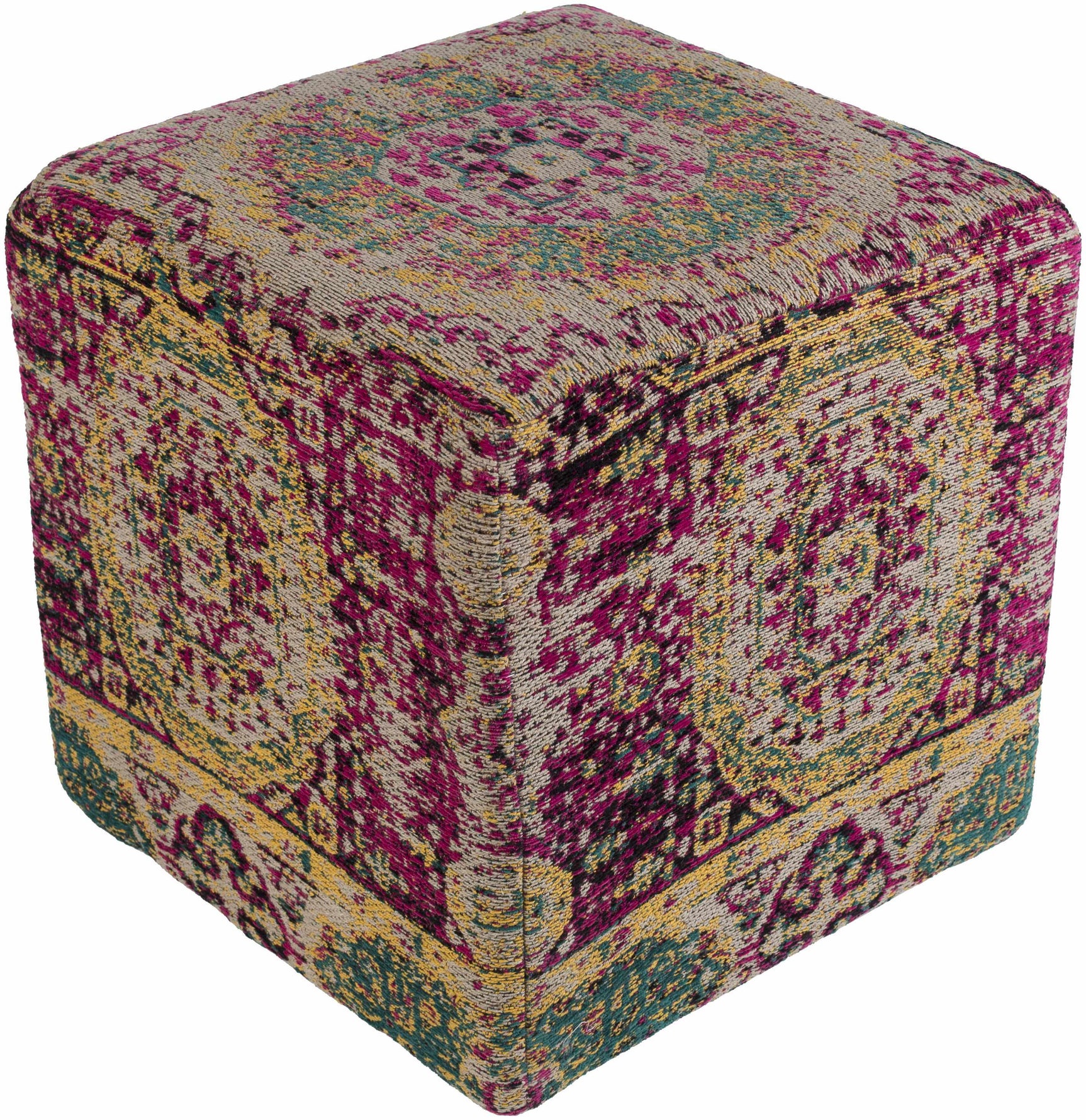 Gretna Magenta Ottoman Pouf - Ornate Home